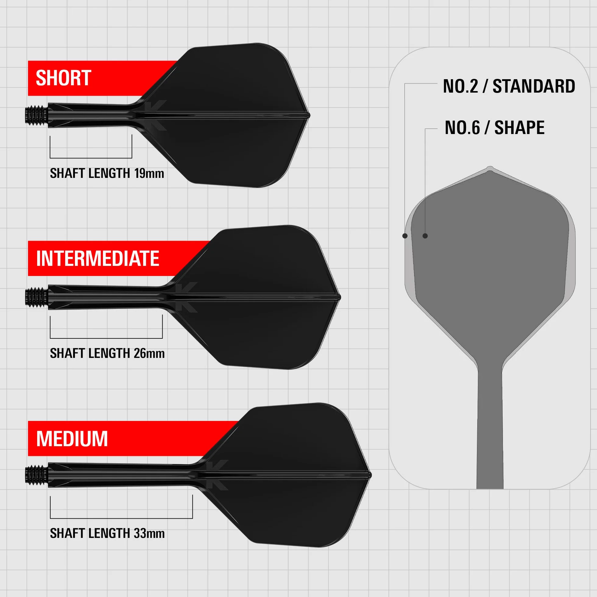 TARGET Darts K-Flex Integrated Dart Flights and Shafts, No.6, Kflex 9 Pack Bundle | Czarny, Biały, Przezroczysty, Czerwony, Zielony, Niebieski, Różowy, Pomarańczowy, Żółty | Krótki, Pośredni, Średni