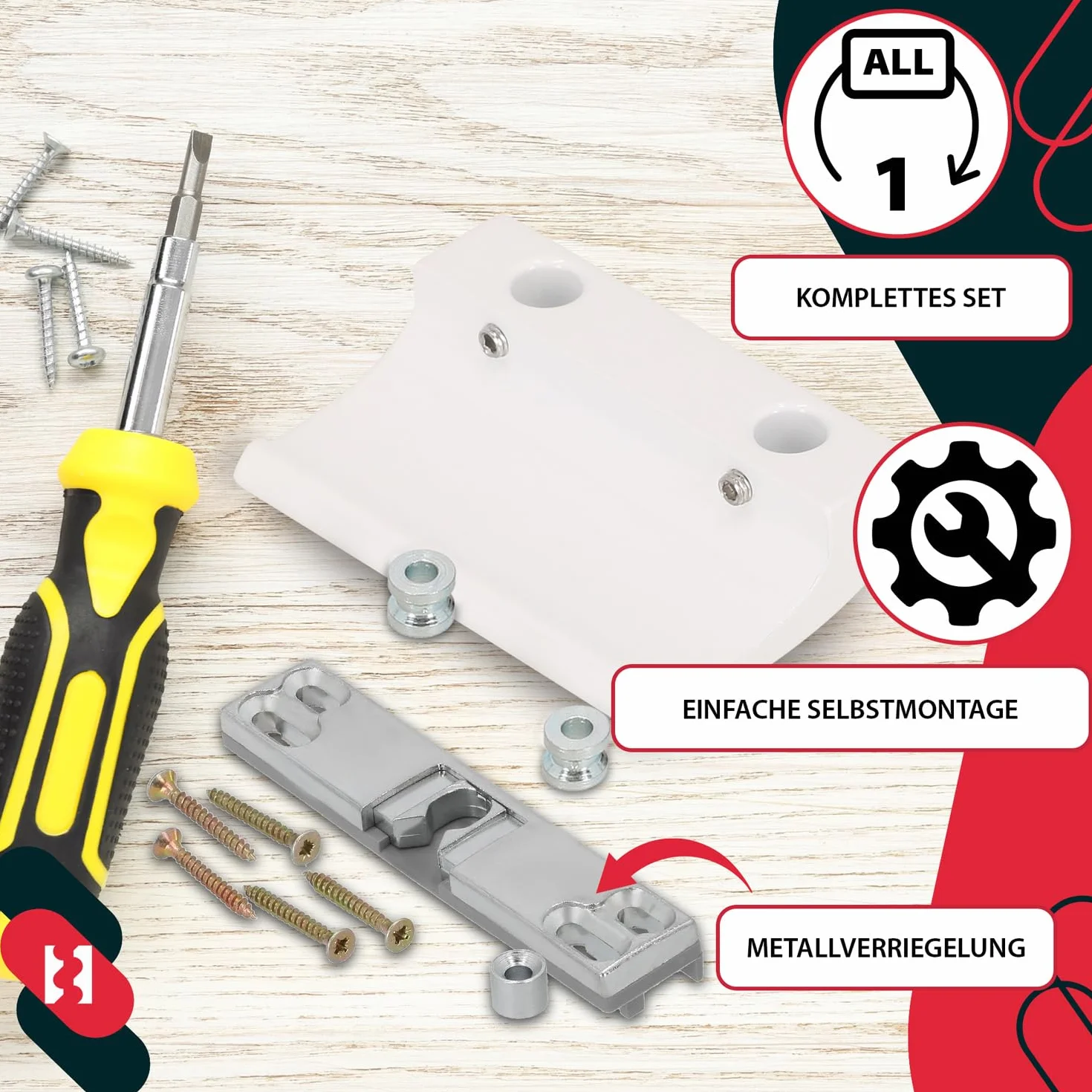 KOTARBAU Klamka do drzwi balkonowych aluminiowa biała uniwersalny uchwyt