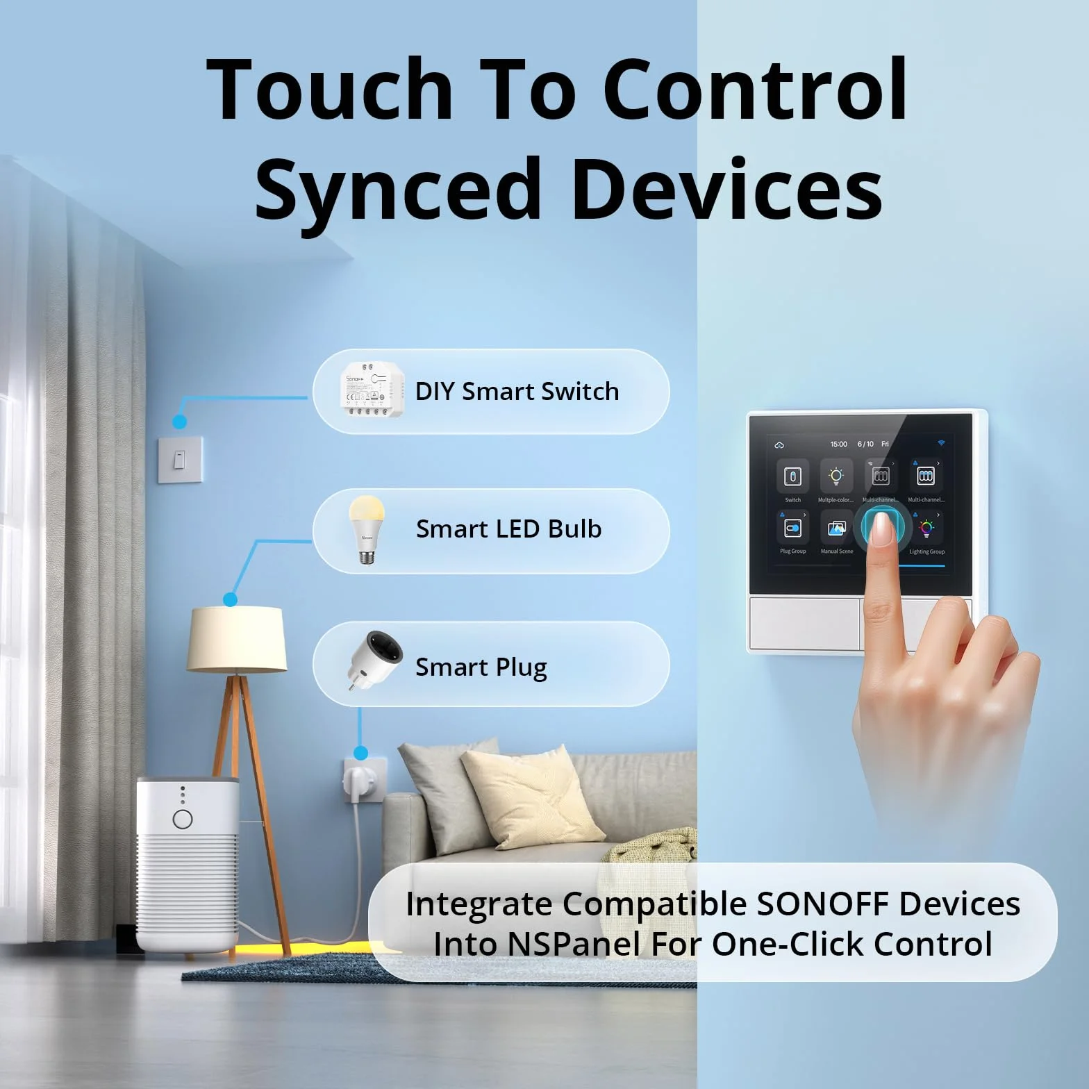 SONOFF NSPanel Smart Scene Przełącznik Ścienny Wi-Fi 2-Drożny Panel Sterowania Temperaturą i Wilgotnością Alexa
