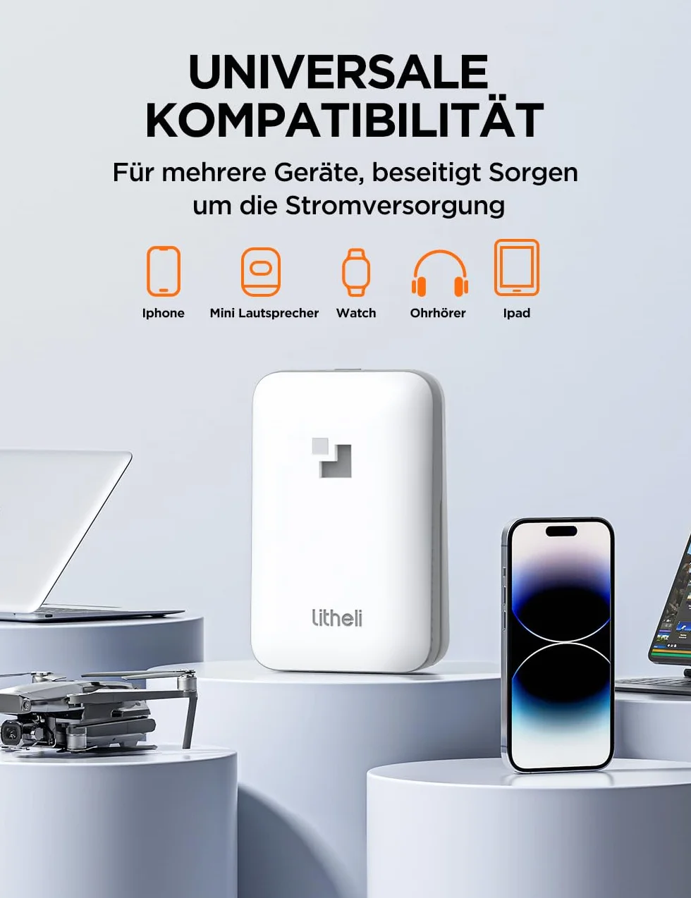 Litheli Akumulator litowo-jonowy 20 V, 2,0 Ah, z wyświetlaczem LED