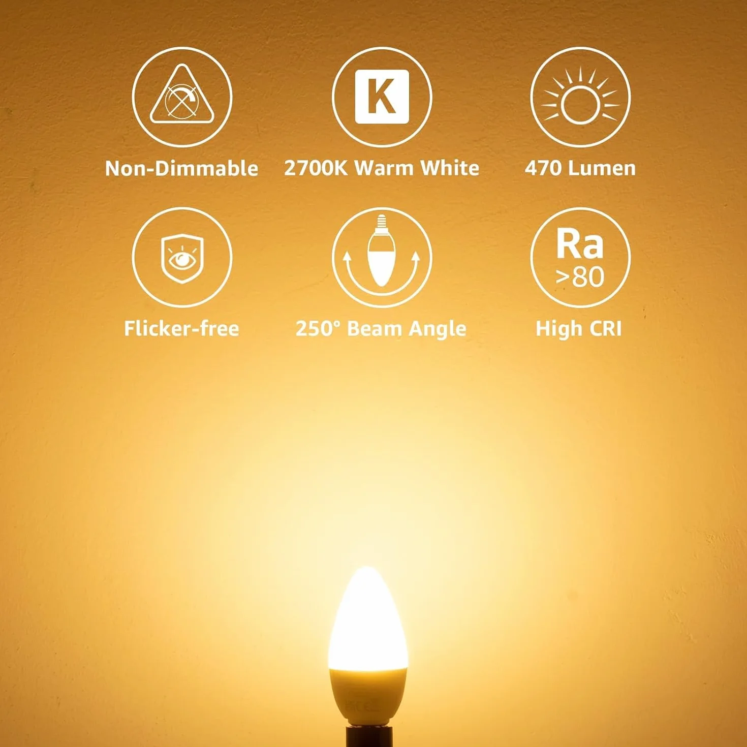 Lepro Żarówka LED E14 4,2W 470lm 2700K C35 6 sztuk