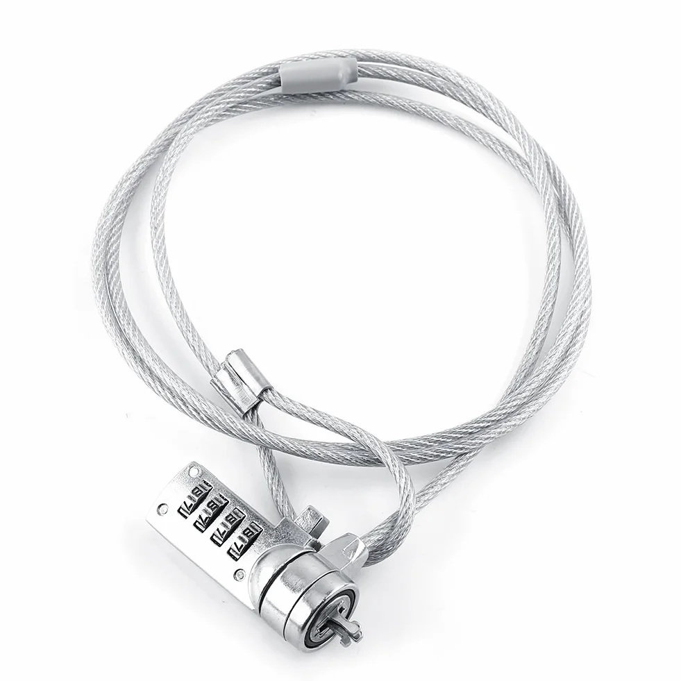 Kombinowany kabel zabezpieczający z czterocyfrowym hasłem, kabel blokady bezpieczeństwa laptopa i tabletu, antykradzieżowy