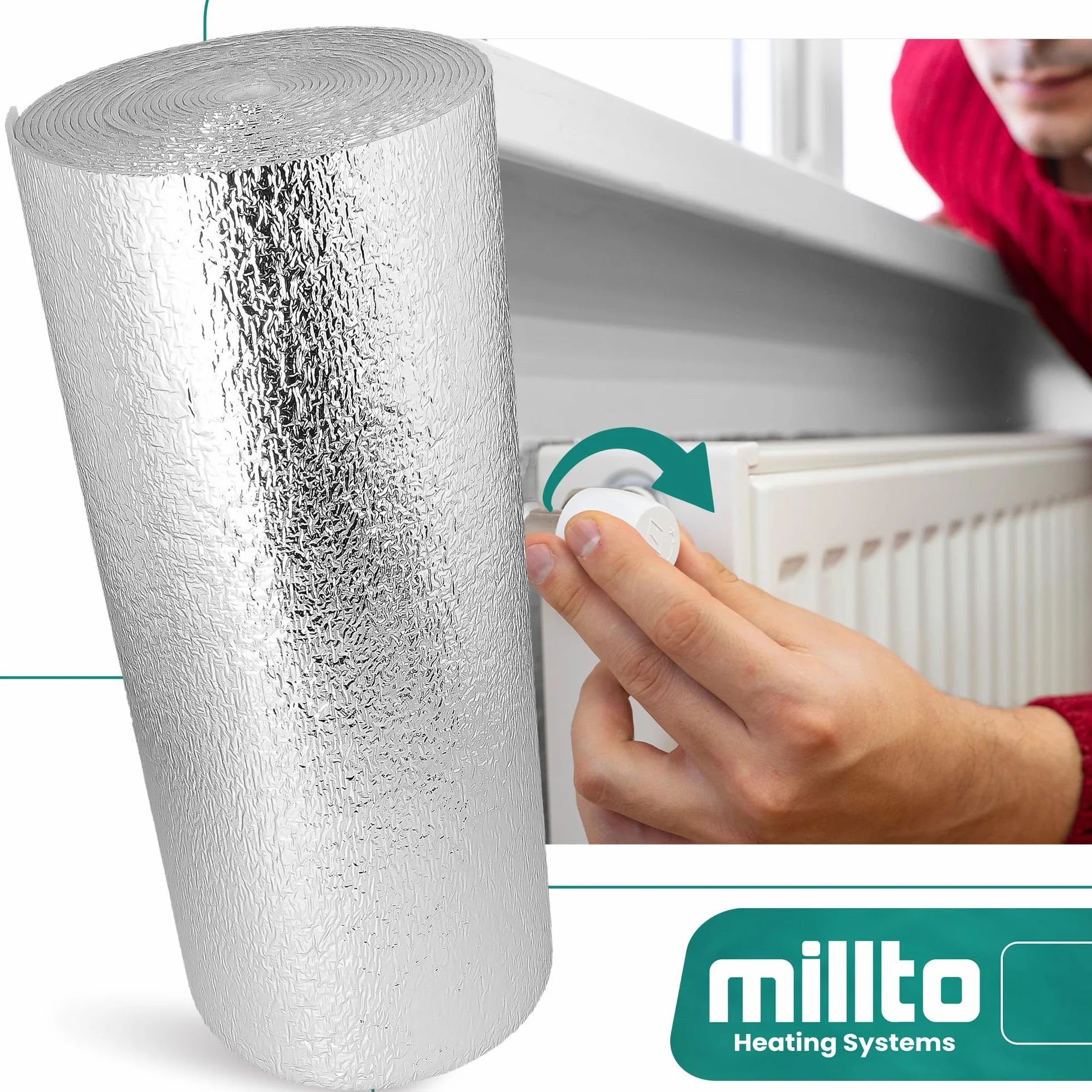 Millto Ekran Zagrzejnikowy Mata Aluminiowa 5m Pianka Termoizolacyjna Izolacja Ścienna Folia Odblaskowa