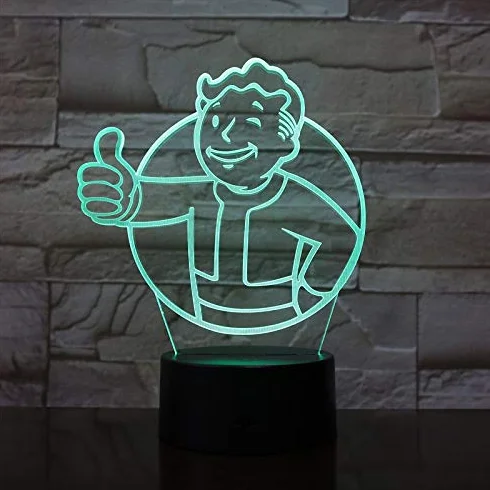 Lampa LED USB dla dzieci, motyw Vault Boy, wielokolorowa