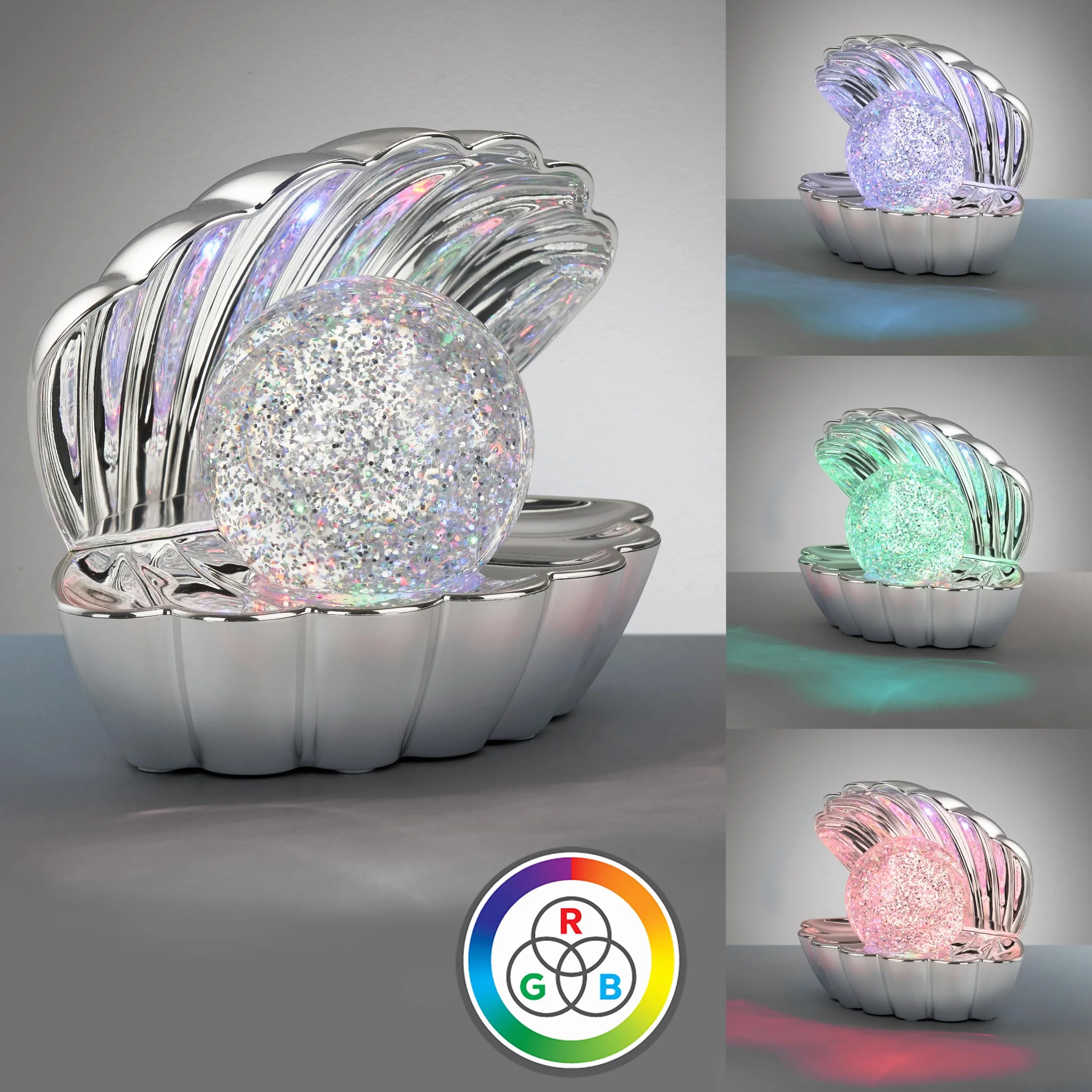Reality Leuchten Lampa stołowa SHELLY R57731106, tworzywo sztuczne, chrom, 0,8 W LED, zmiana koloru