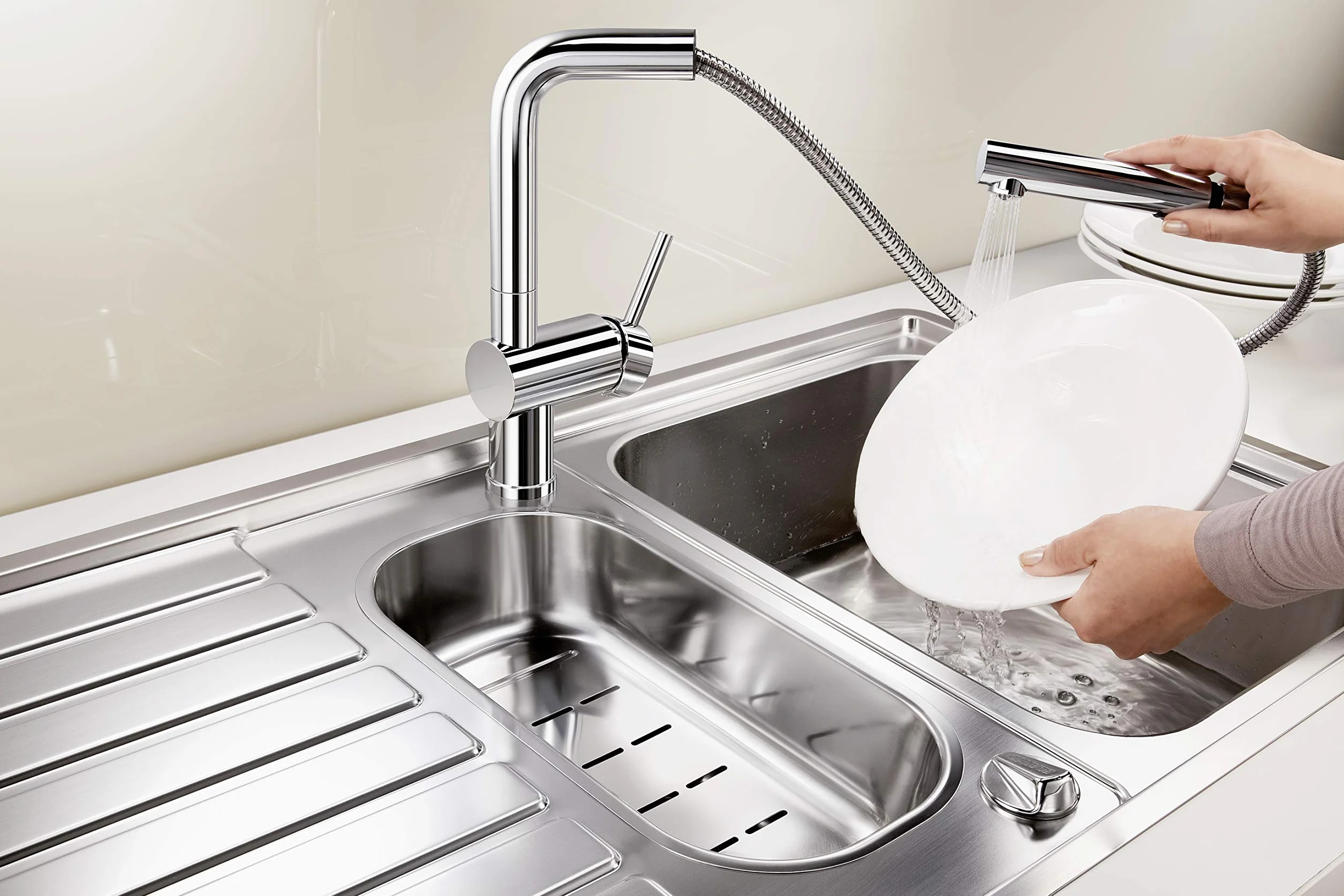 BLANCO Linus-S Vario 518406 Bateria kuchenna chrom regulowany natrysk wysokociśnieniowa