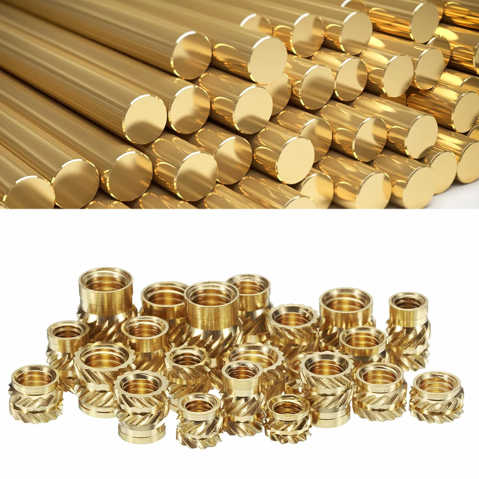 Mosiężne wkładki gwintowane M4 x 8 mm termoosadzona do druku 3D, nakrętki radełkowane OD 6 mm