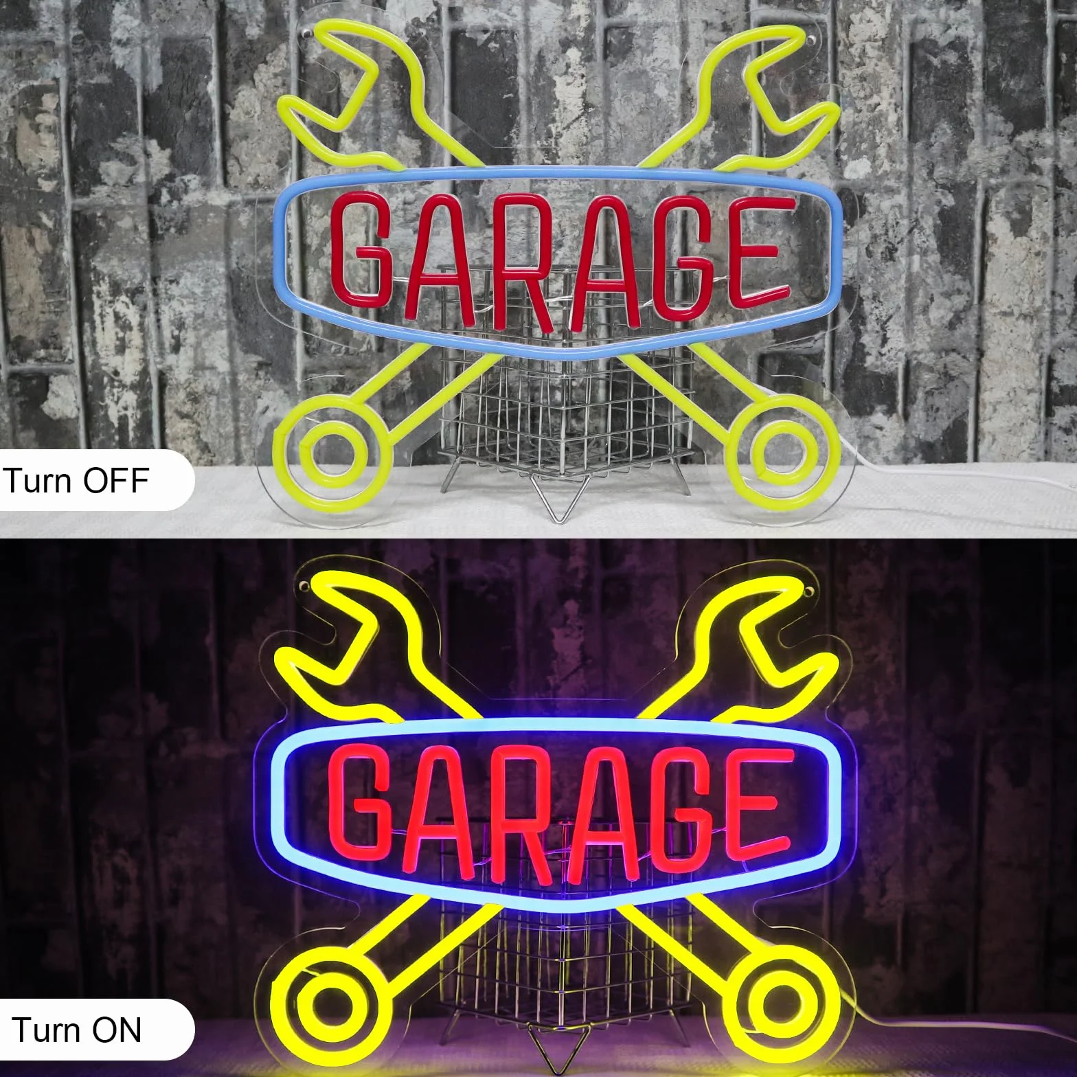Neonowa tabliczka LED do garażu, warsztatu, męskiej jaskini, sprawdź silnik