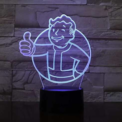 Lampa LED USB dla dzieci, motyw Vault Boy, wielokolorowa