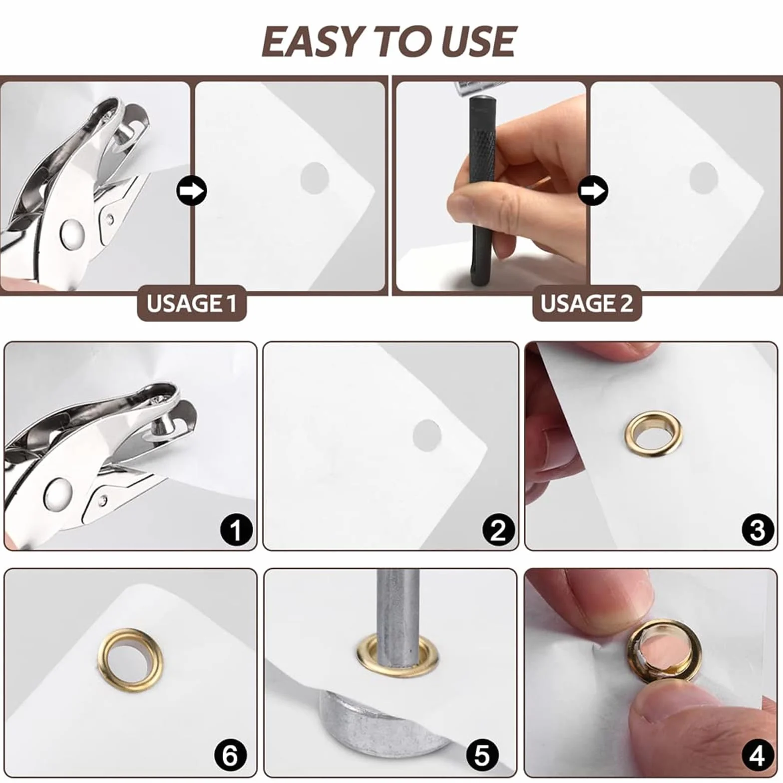 Oczka do plandek 5 mm metalowe zestaw narzędzi 200 sztuk do zasłon toreb skórzanych odzieży DIY