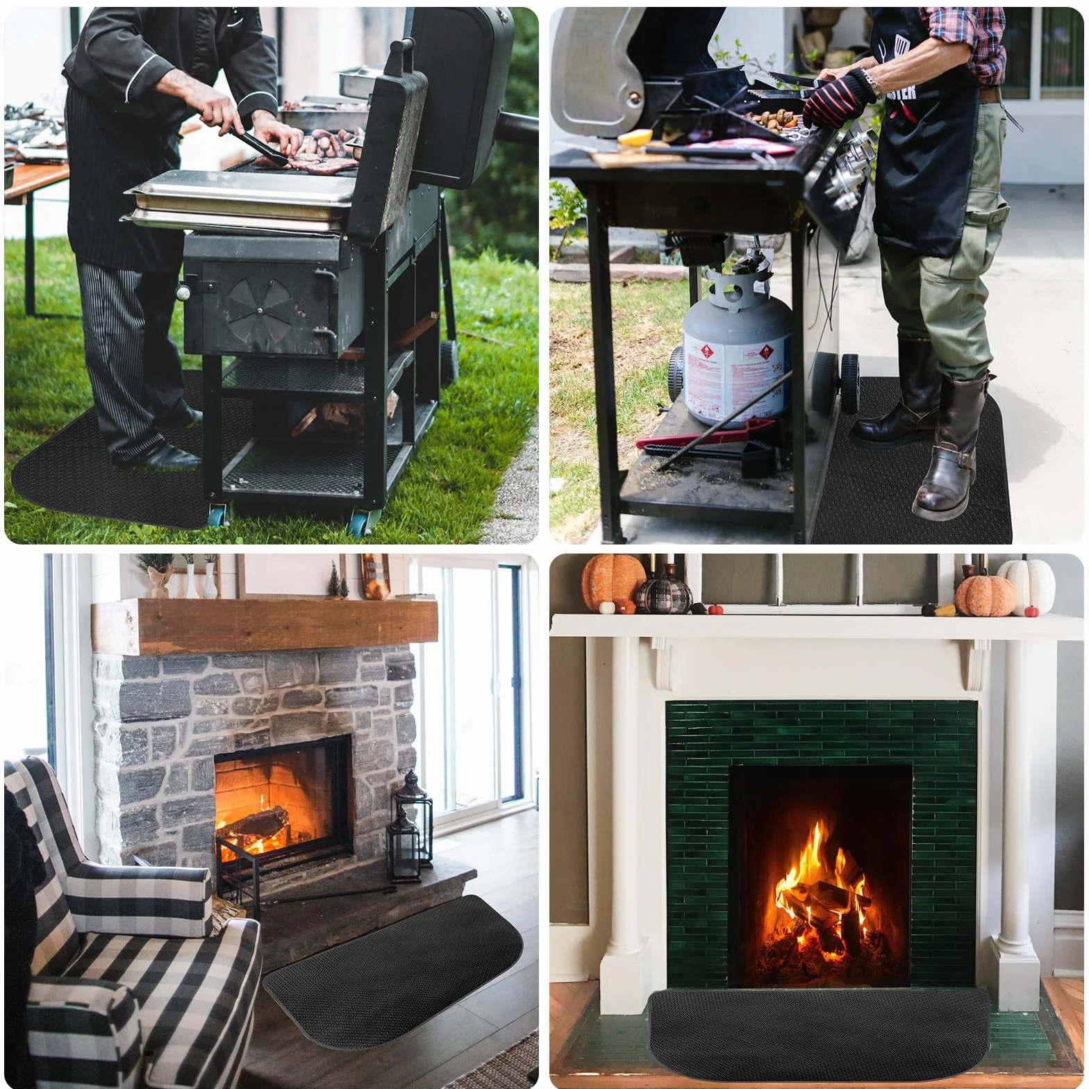 Mata Kominkowa Ognioodporna 152x82cm Antypoślizgowa Czarna Podkładka Podłogi do Kominka Wewnątrz i na Zewnątrz