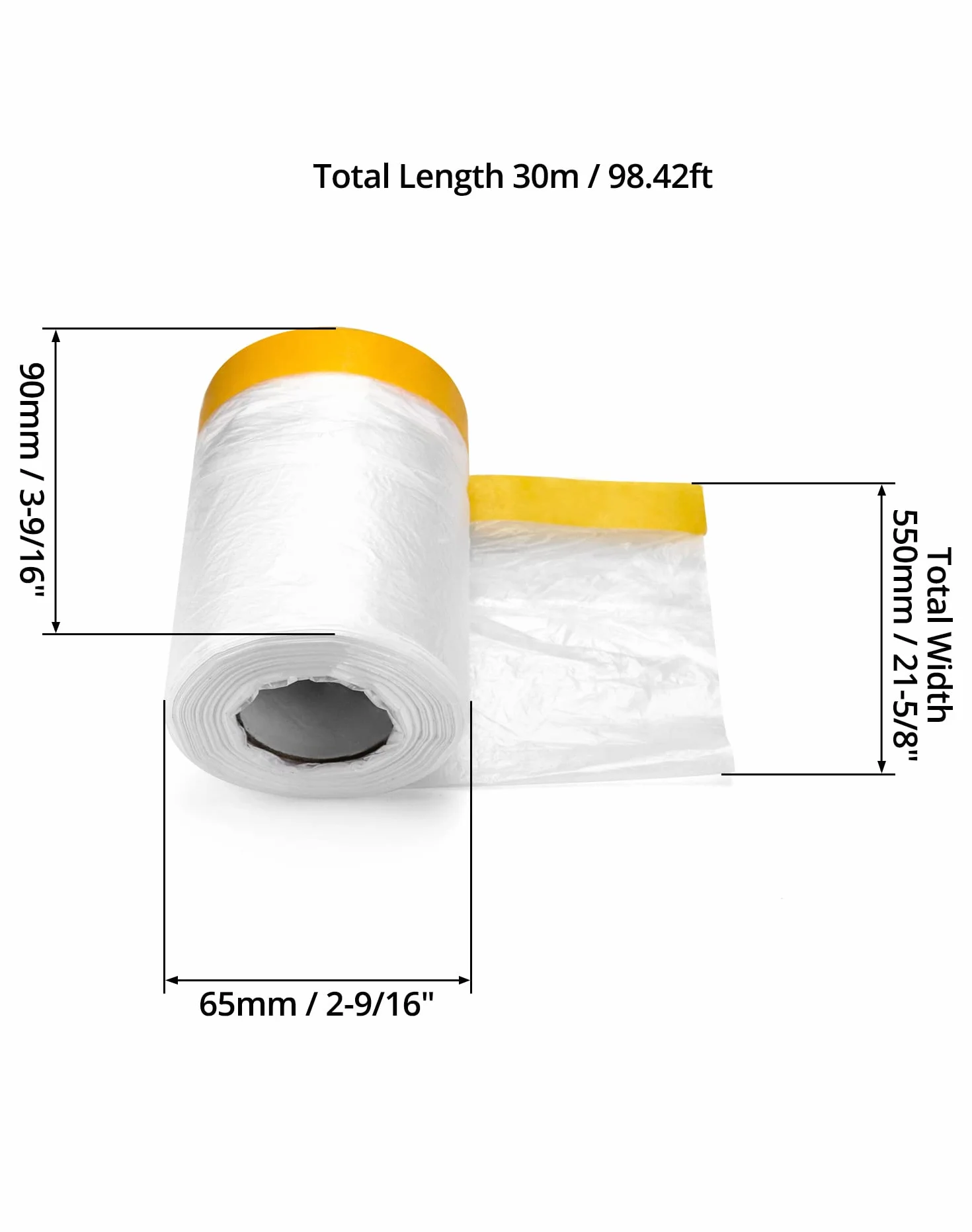 QWORK Folia maskująca z taśmą klejącą 55 cm 30 M