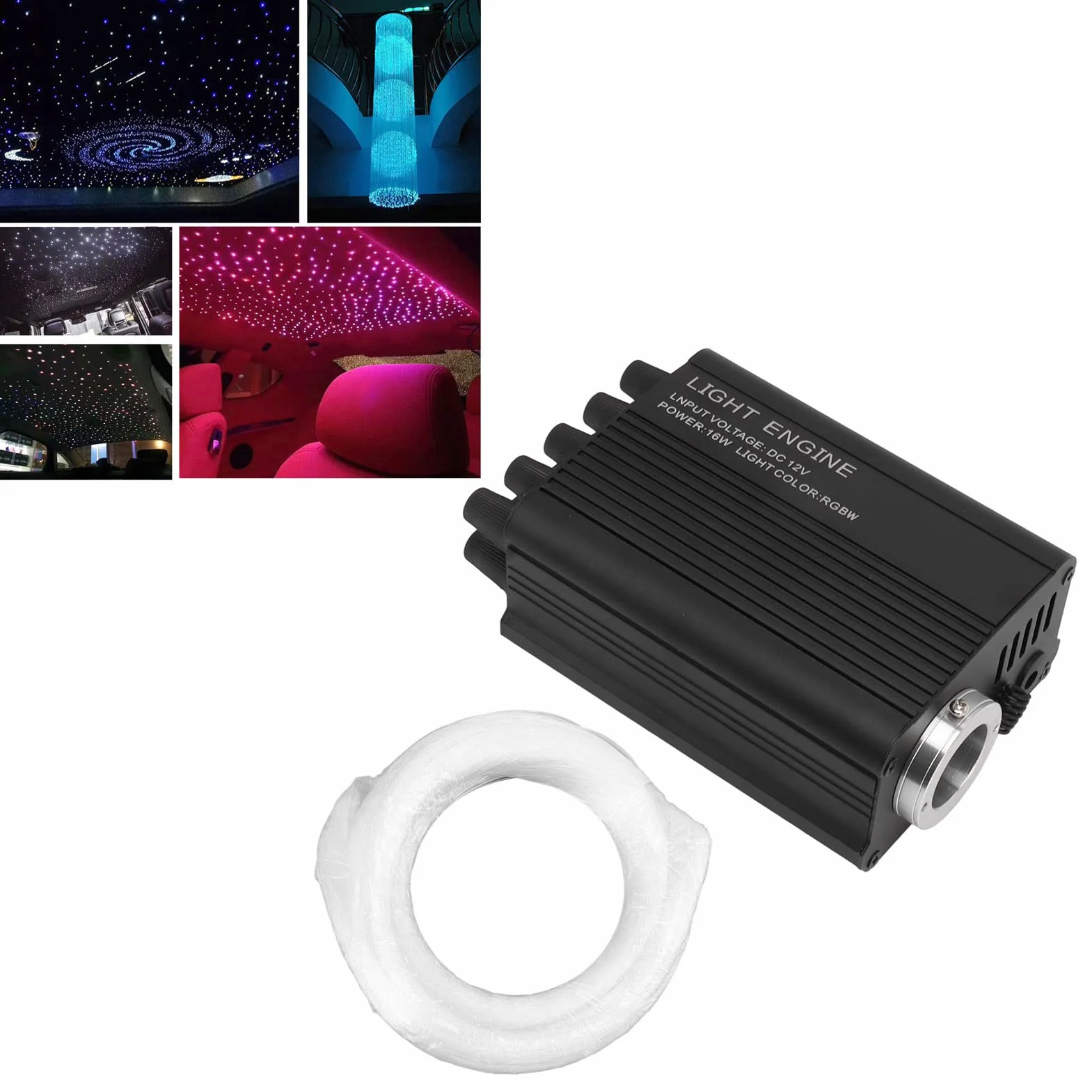 RGBW LED światłowód Gwiazda Sufitowa Zestaw Oświetleniowy Bluetooth DC 12V