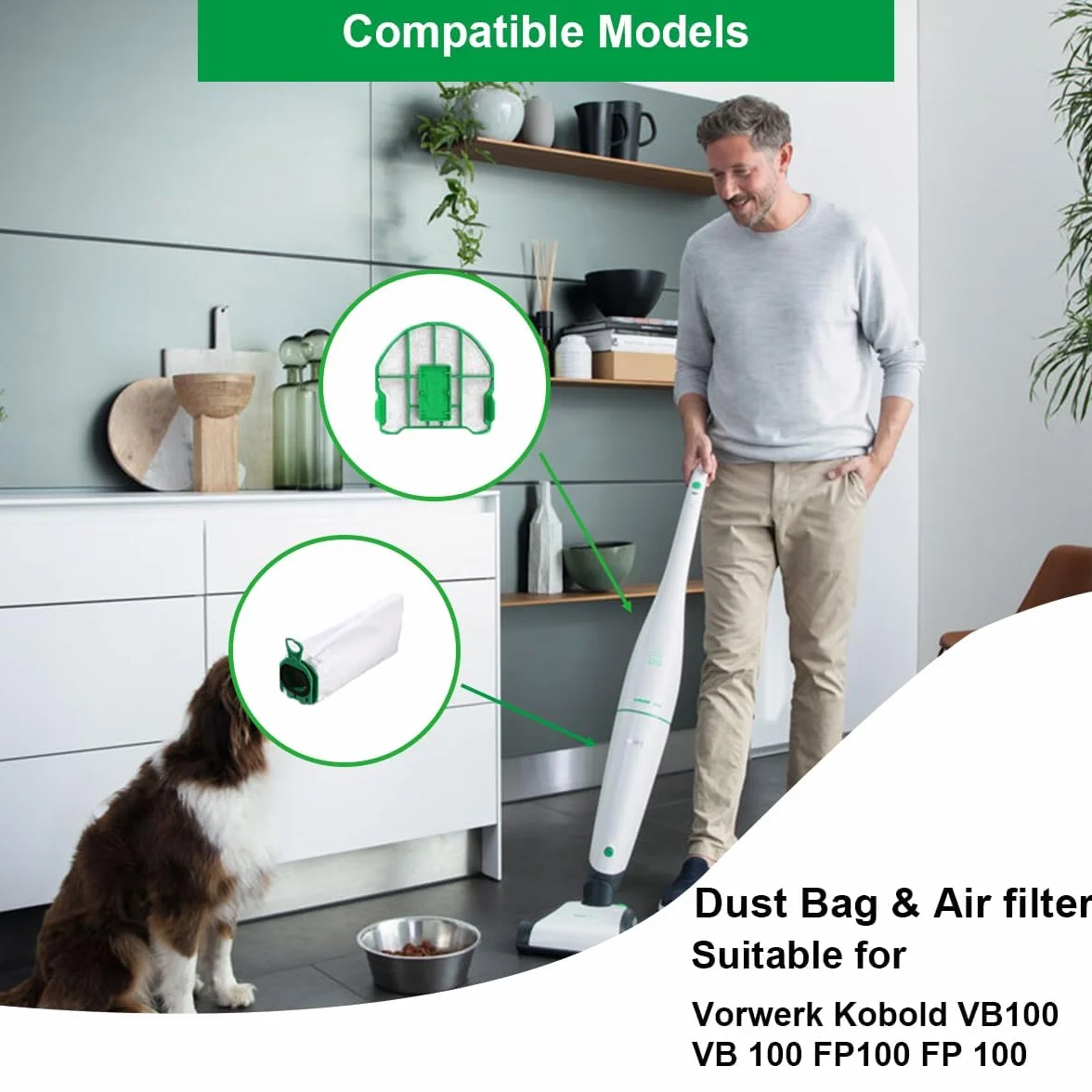 Worki do odkurzacza Vorwerk Kobold VB100, filtracyjne, zapasowe, z filtrami ochronnymi silnika