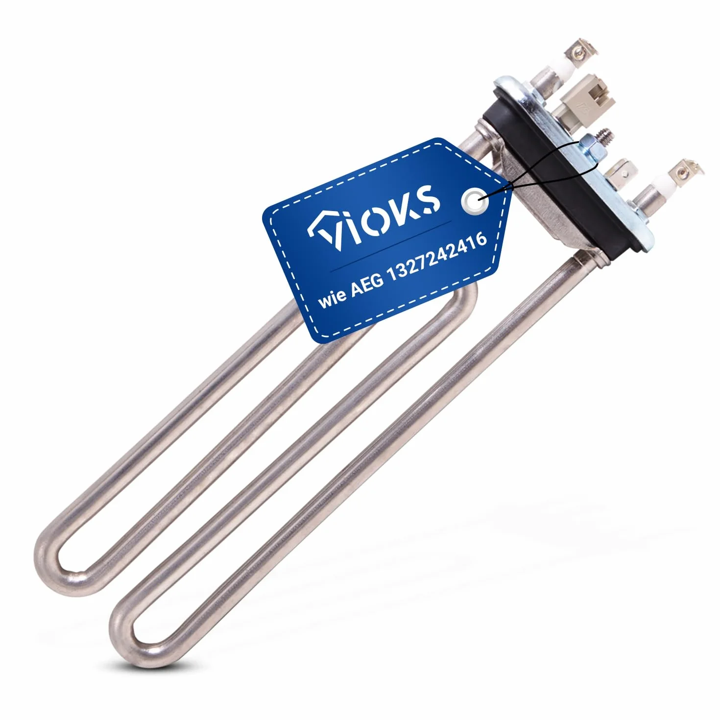 VIOKS Element grzejny 230 V 1950 W zamiennik do AEG 1327242416 3792301008 IRCA 6295134R – grzałka pralki z zabezpieczeniem termicznym i gumową uszczelką do pralki AEG Lavamat uva