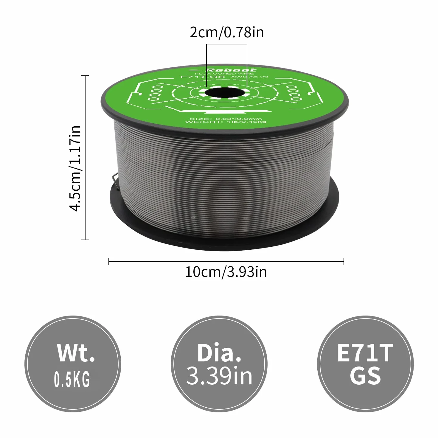 Reboot MIG drut rdzeniowy 0,8mm 0,5kg E71T-GS FCAW do spawania bezgazowego