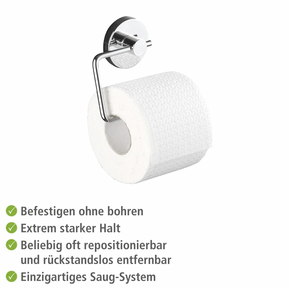 WENKO Vacuum-Loc Uchwyt na Papier Toaletowy Milazzo Stal Srebrny