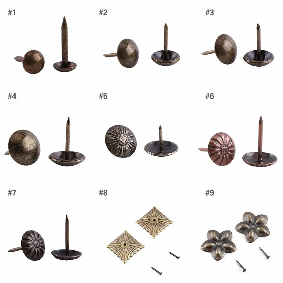 Gwoździe tapicerskie 100 szt. ozdobne z okrągłą główką 16x15 mm zielone do mebli
