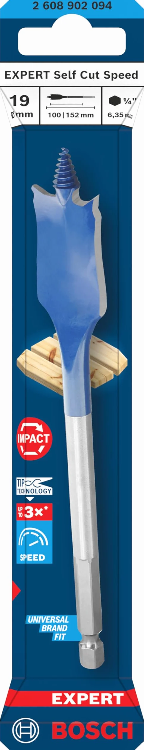 Bosch Wiertła płaskie EXPERT Self Cut Speed Ø 19,00 mm do Miękkie drewno, Płyta wiórowa Professional Akcesoria Wiertarki