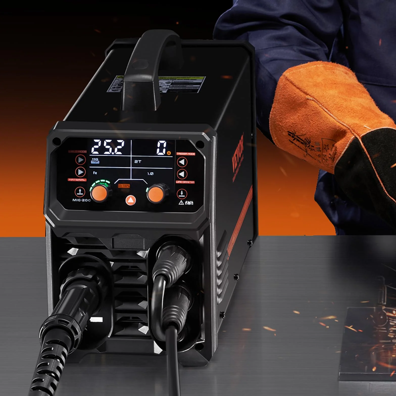 VEVOR Spawarka MIG 200 A Synergiczna 4 w 1 MMA Lift TIG Inwerter IGBT Wyświetlacz LCD