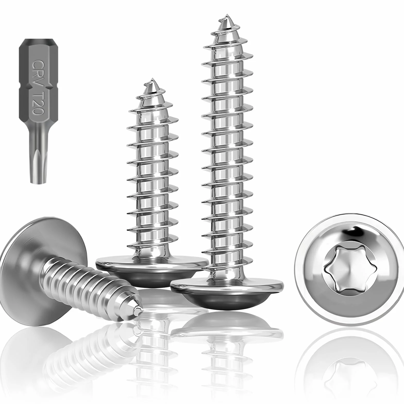 Wkręty blachowe ze stali nierdzewnej M4 x 20 mm A2 V2A Torx pełny gwint 100 sztuk
