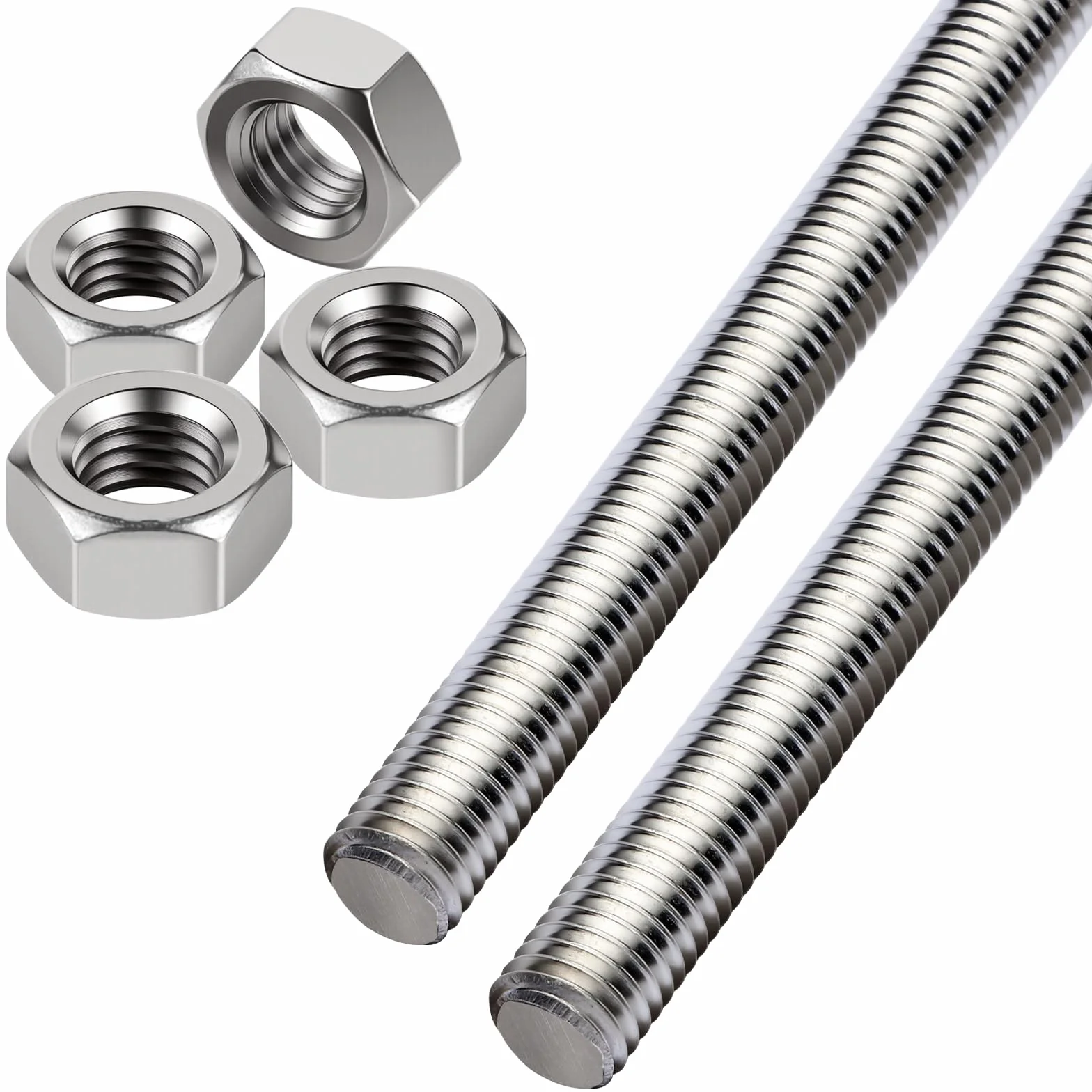 Pręt gwintowany M12 x 250 mm stal nierdzewna 5 sztuk z nakrętkami M12