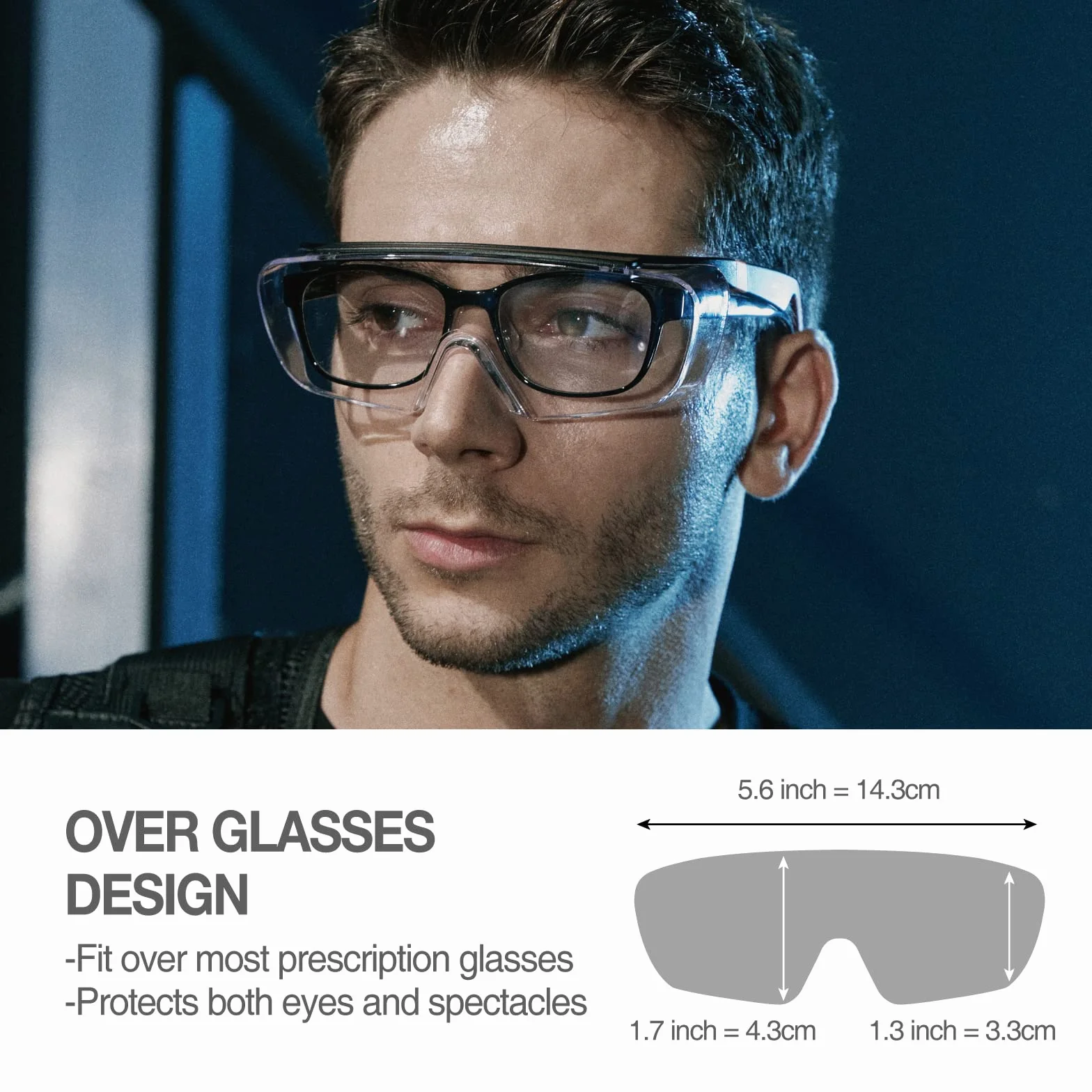 DEX FIT SG210 OTG okulary ochronne; ochrona oczu Z87, odporne na mgłę i zarysowania, regulowane, dla mężczyzn i kobiet, ochrona przed promieniowaniem UV