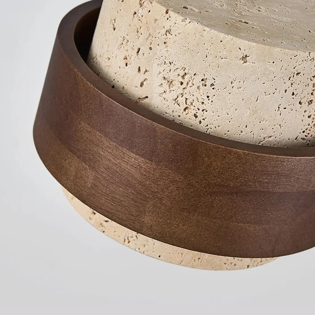 Wisząca Lampa z Naturalnego Kamienia Trawertyn Cylindryczna W Stylu Wabi Sabi Regulowana do Kuchni