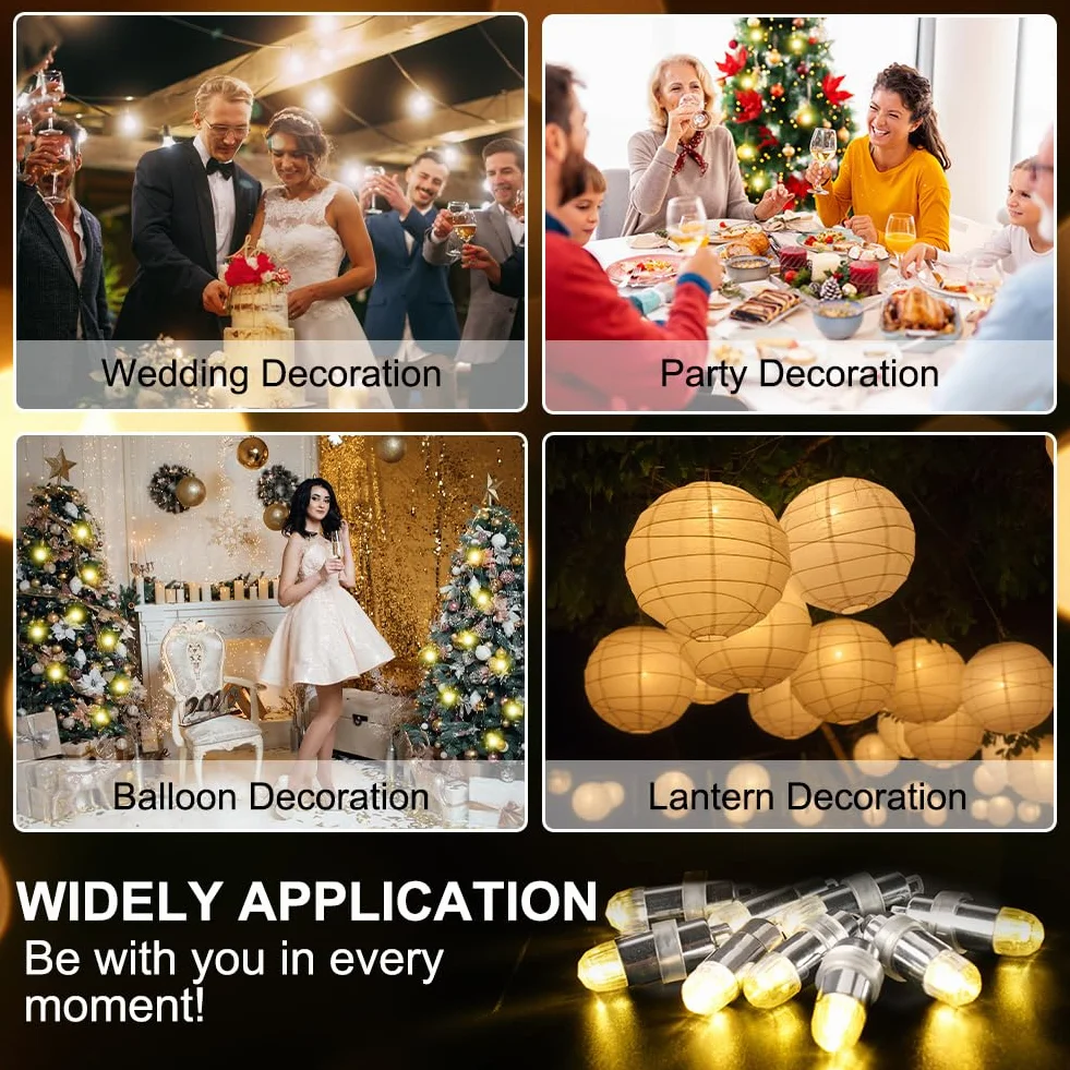 HOTUT Balon LED, ciepła biel, 25 szt. mini lampionów LED, papierowe lampiony, wodoodporność IP66, zasilanie bateryjne, DIY bezprzewodowe