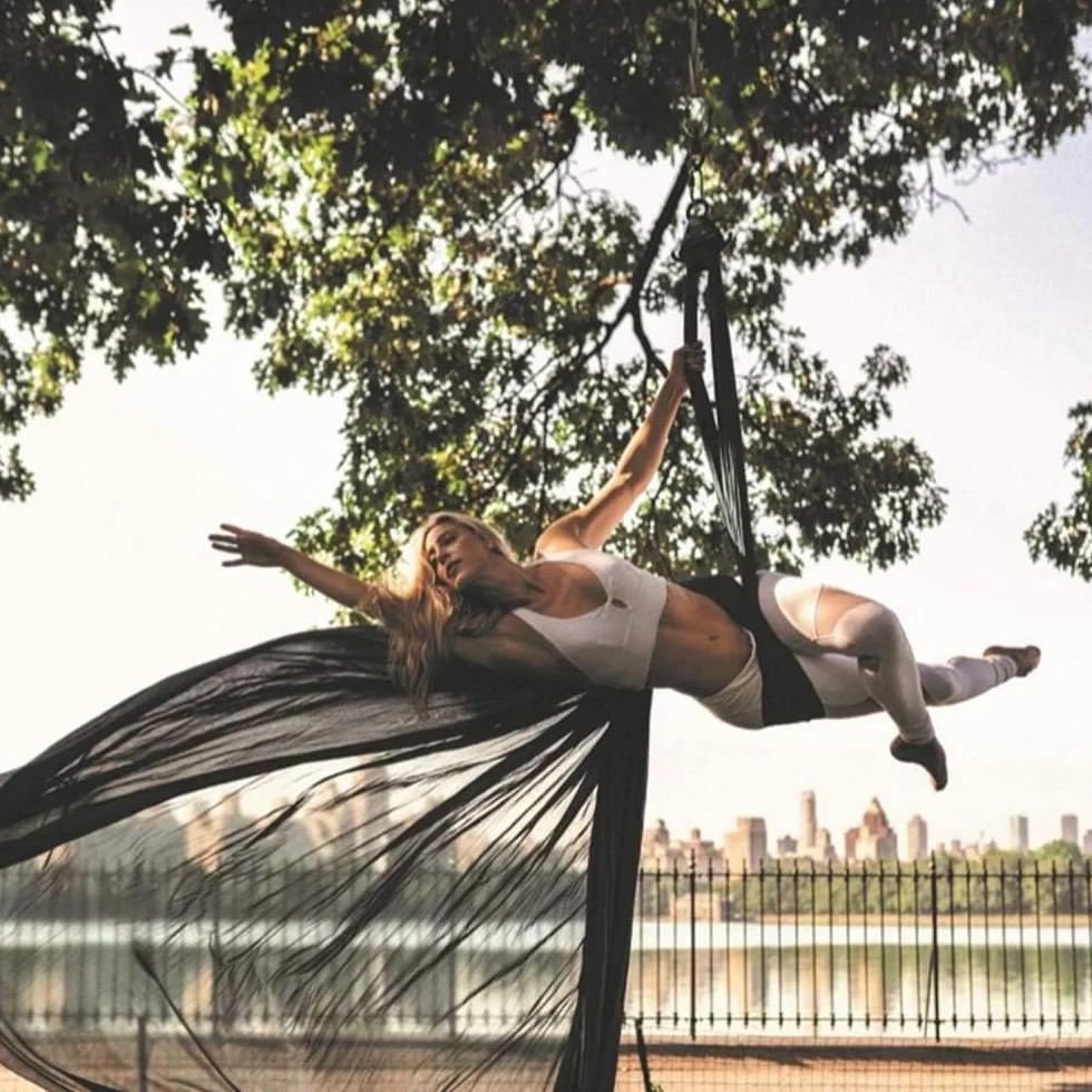 Yoga Swing Set - Aerial Yoga Hammock Kit Anti-Gravity Flying for Fitness, Low/Non Stretch Nylon Tricot Fabric Hardware Included for Dance