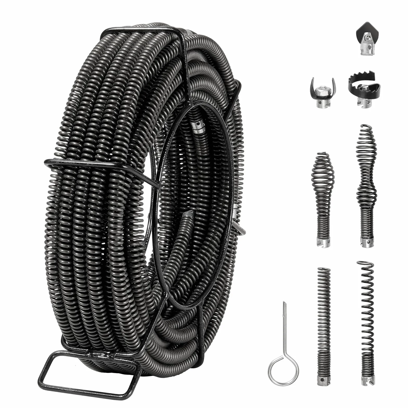 VEVOR Spirala do czyszczenia rur 20 m x 16 mm, kabel z 7 nożami do rur 20-100 mm