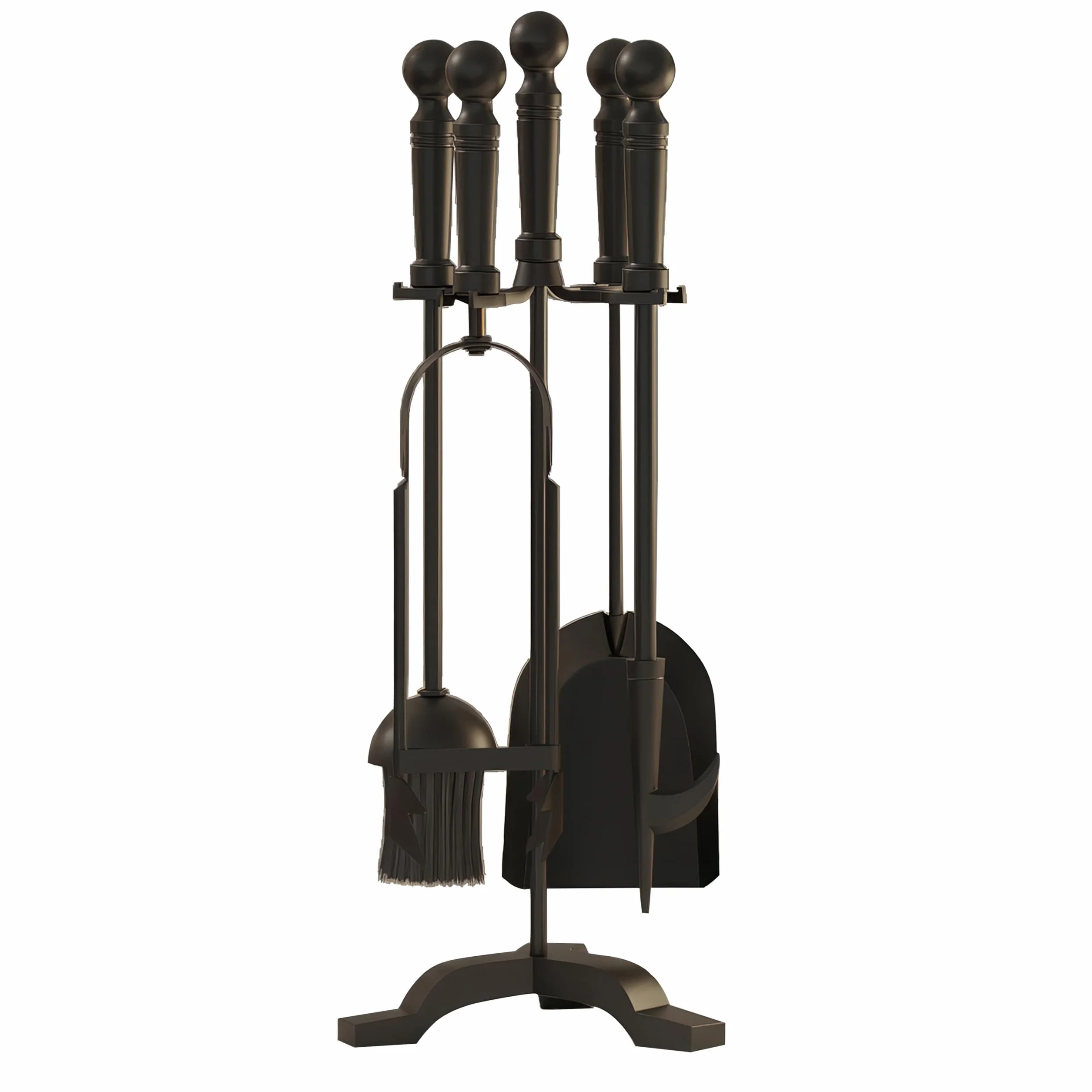 Kingson Modern Zestaw narzędzi do kominka żeliwny szczotka łopata rusztownica szczypce 19.5x17x46cm