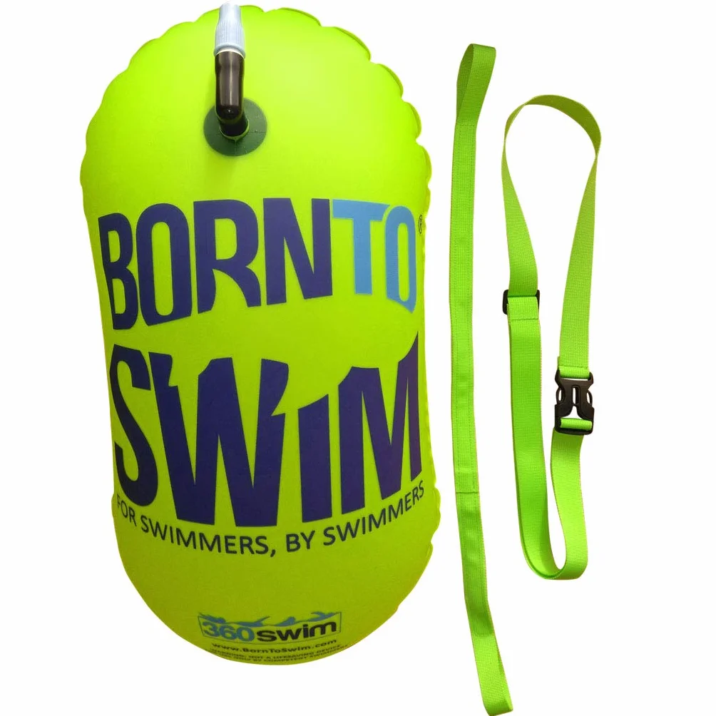 BornToSwim BUO-to-U-E-O-LL jasna boja bezpieczeństwa, bez torby na sucho, do pływania, neonowa zieleń, 28 x 49 cm