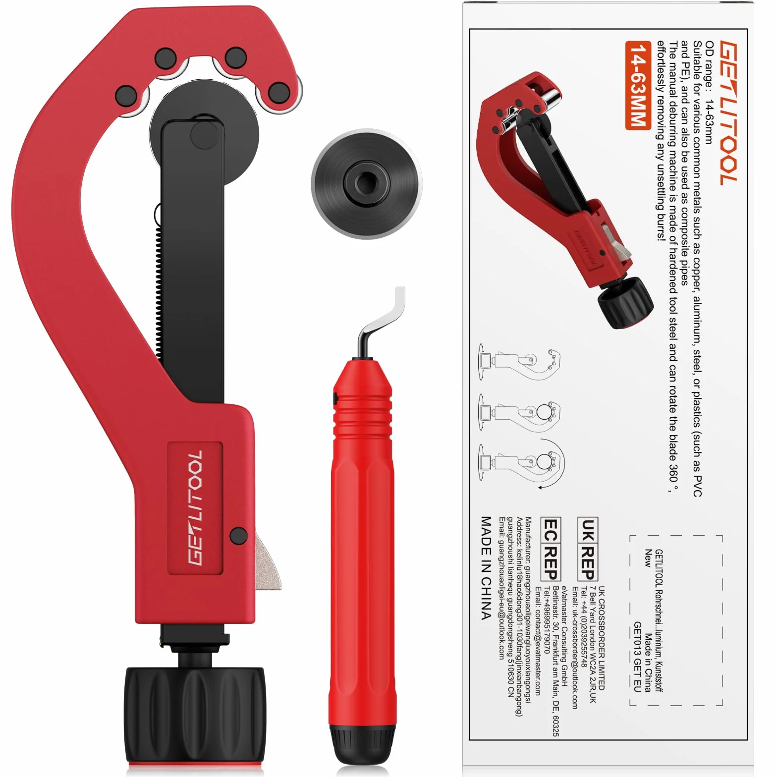 GETLITOOL Obcinarka do rur, 14-63 mm łożysko kulkowe