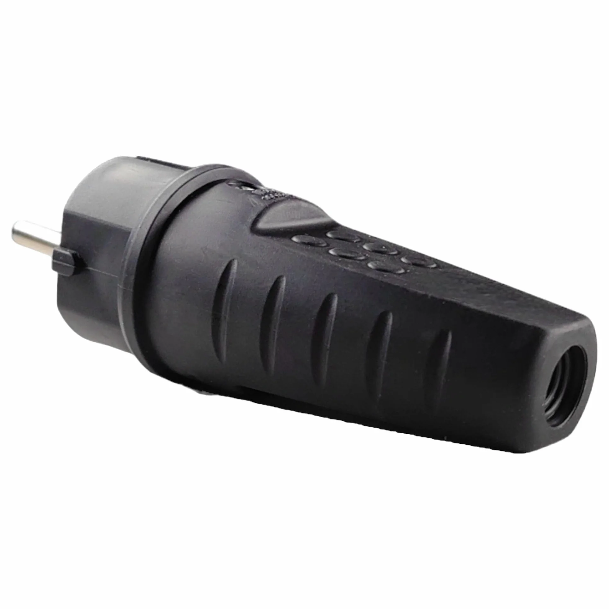 Gumowa wtyczka zewnętrzna 230 V 16 A IP44 kabel burzowy do 2,5 mm² wodoszczelna z zestykiem ochronnym
