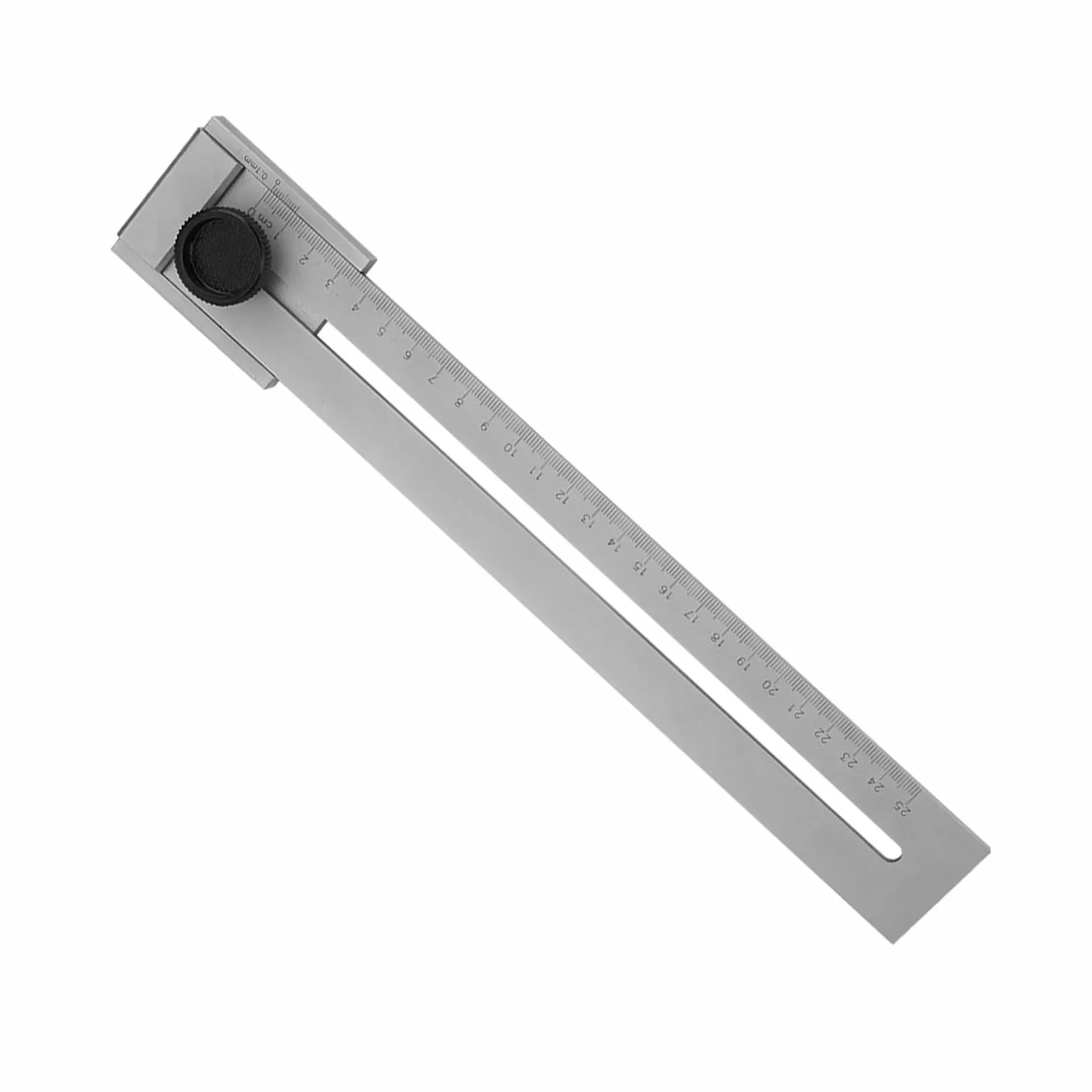 Linijka Pomiarowa 0-250 mm, Dokładność 0,1 mm, Narzędzie z Gałką, Widoczna Skala