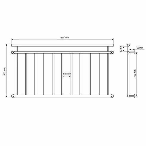 ECD Germany Balkon francuski 156 x 90 cm antracyt matowy szorstki stal malowana proszkowo balustrada balkonowa