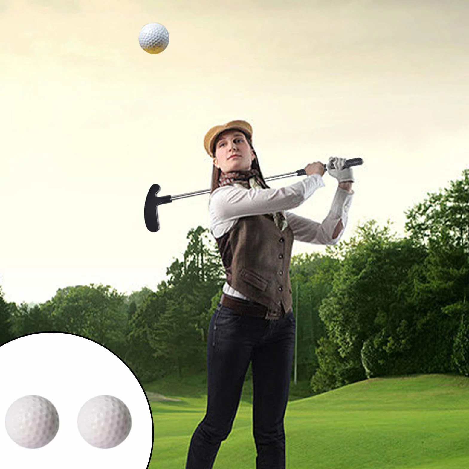 Kije golfowe - miotacze golfowe ze stali nierdzewnej z cynkową główką | Regulowane antykorozyjne akcesoria do minigolfa | Wygodny kryty klub młodzieżowy dla dzieci, do salonu, sypialni