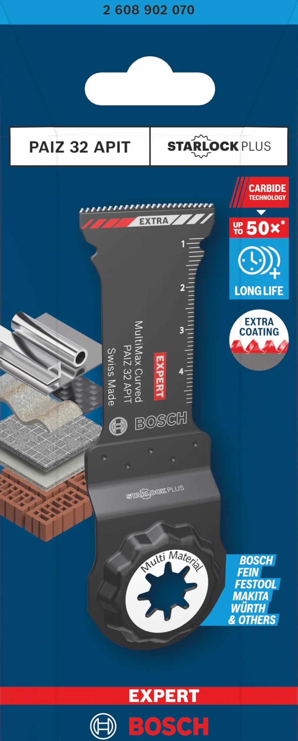 Bosch EXPERT PAIZ 32 APIT MultiMax Brzeszczot do cięcia wgłębnego ze stali nierdzewnej, GFK, CFK, 32 mm