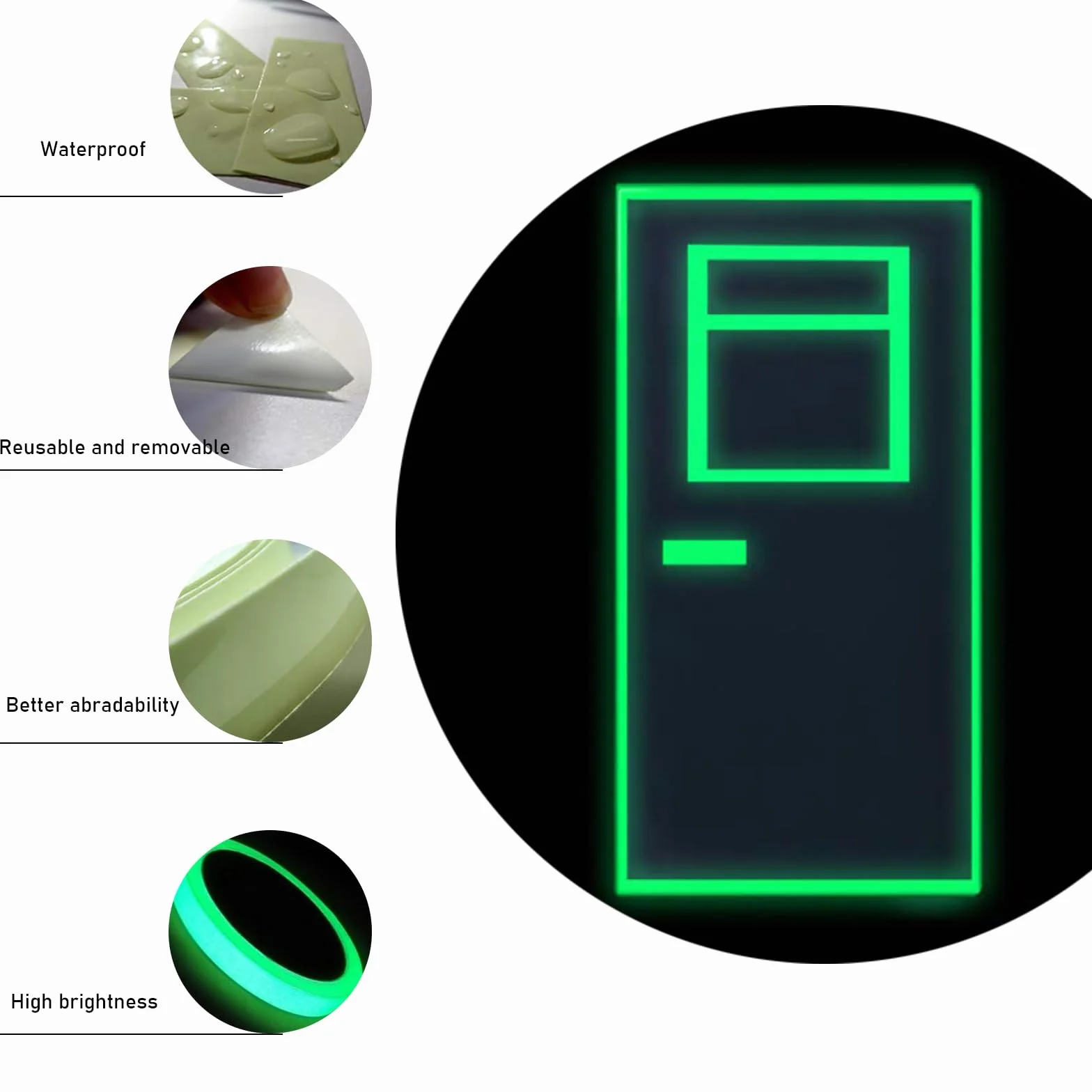 3 sztuki świecącej taśmy klejącej, fluorescencyjna, świecąca taśma ostrzegawcza, wodoodporna, świecąca w nocy, fluorescencyjna taśma neonowa, na schody, ściany i tabliczki wyjściowe