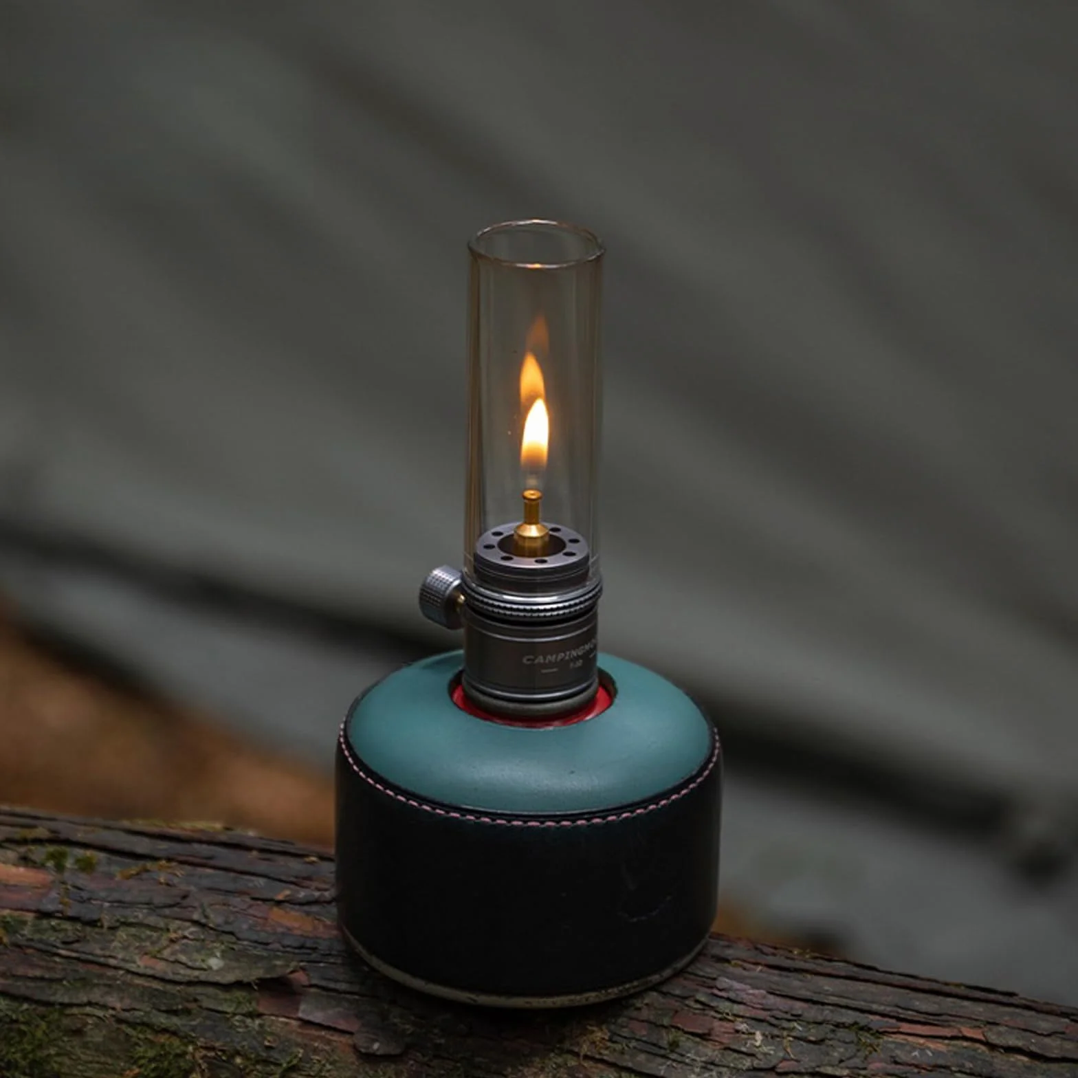 Campingmoon Lampka gazowa kempingowa przenośna srebrna szklana