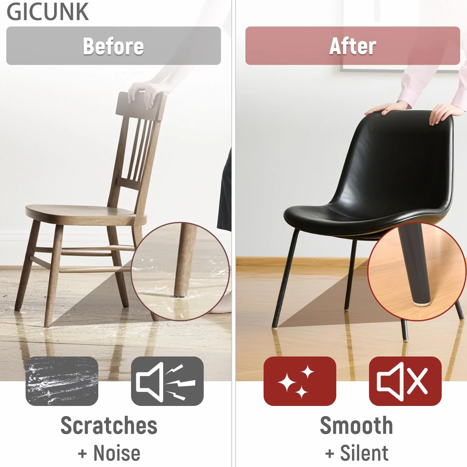 GICUNK Samoprzylepne podkładki filcowe 88 sztuk 4 mm beżowe ochrona podłogi