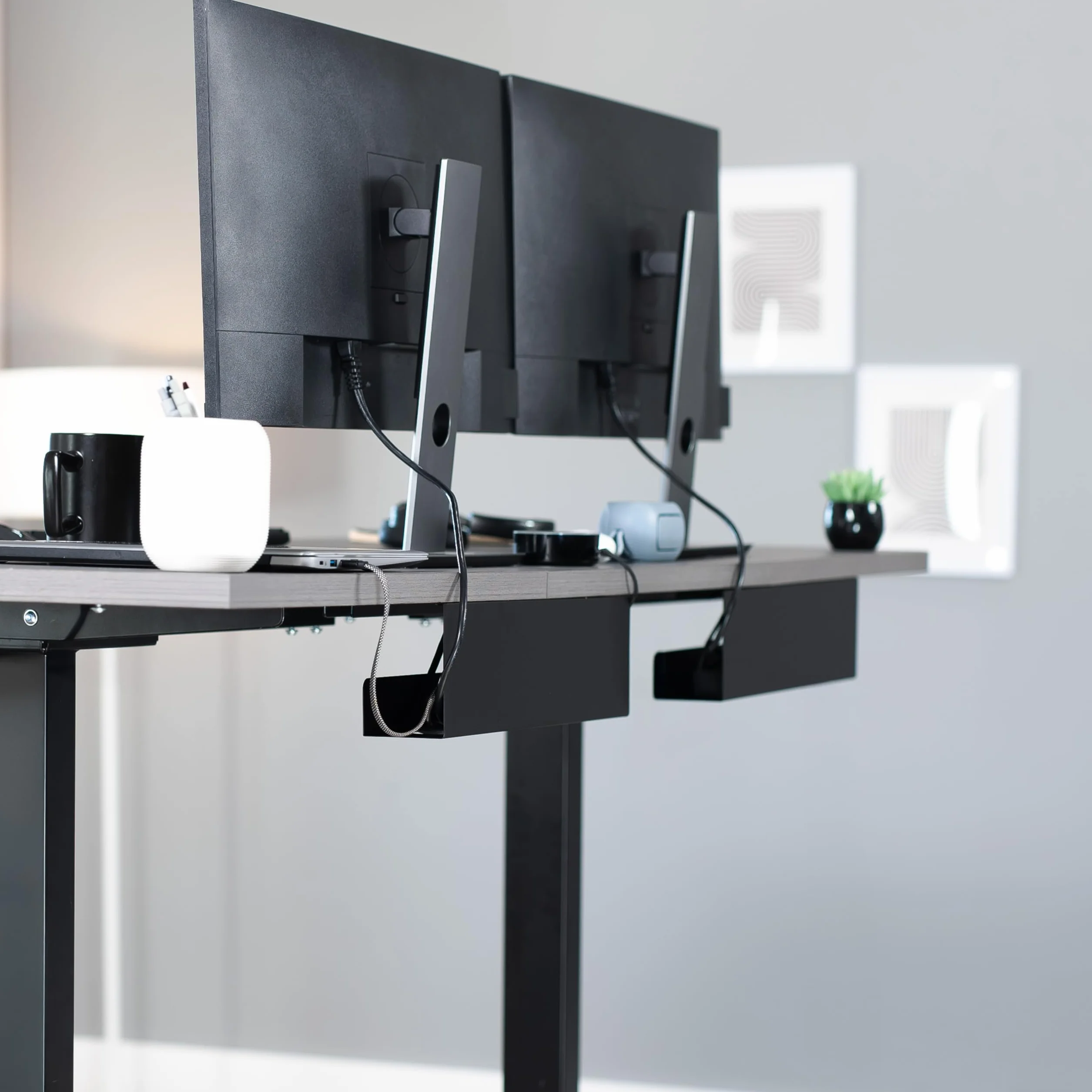 VIVO DESK-AC06-2C Tace do zarządzania kablami 42 cm, czarne, 2 szt