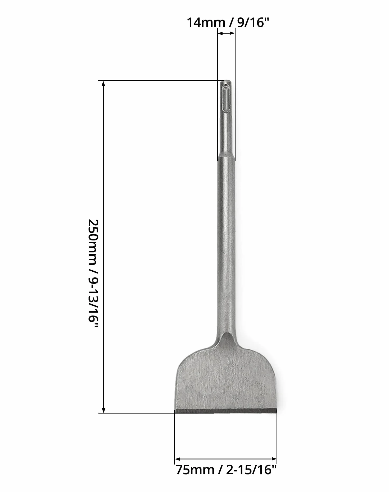 QWORK Dłuto do płytek SDS Plus 250x75 mm kąt 15° utwardzona końcówka