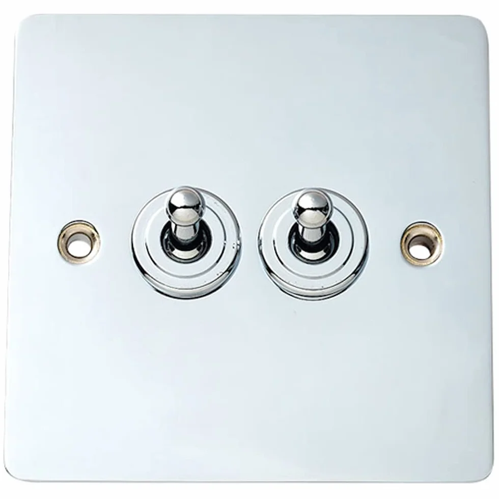 Bulk Hardware Merriway BH02981 Flat Plate Toggle Light Switch 2-Way Chrom 2W Biały