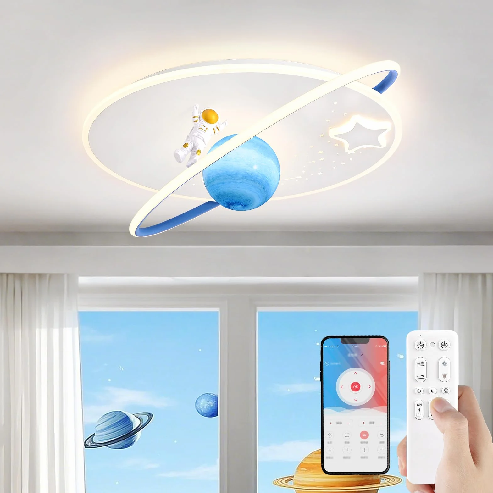 Lampa Dziecięca Sufitowa LED Astronauta do Pokoju Dziecięcego, Salonu, Sypialni