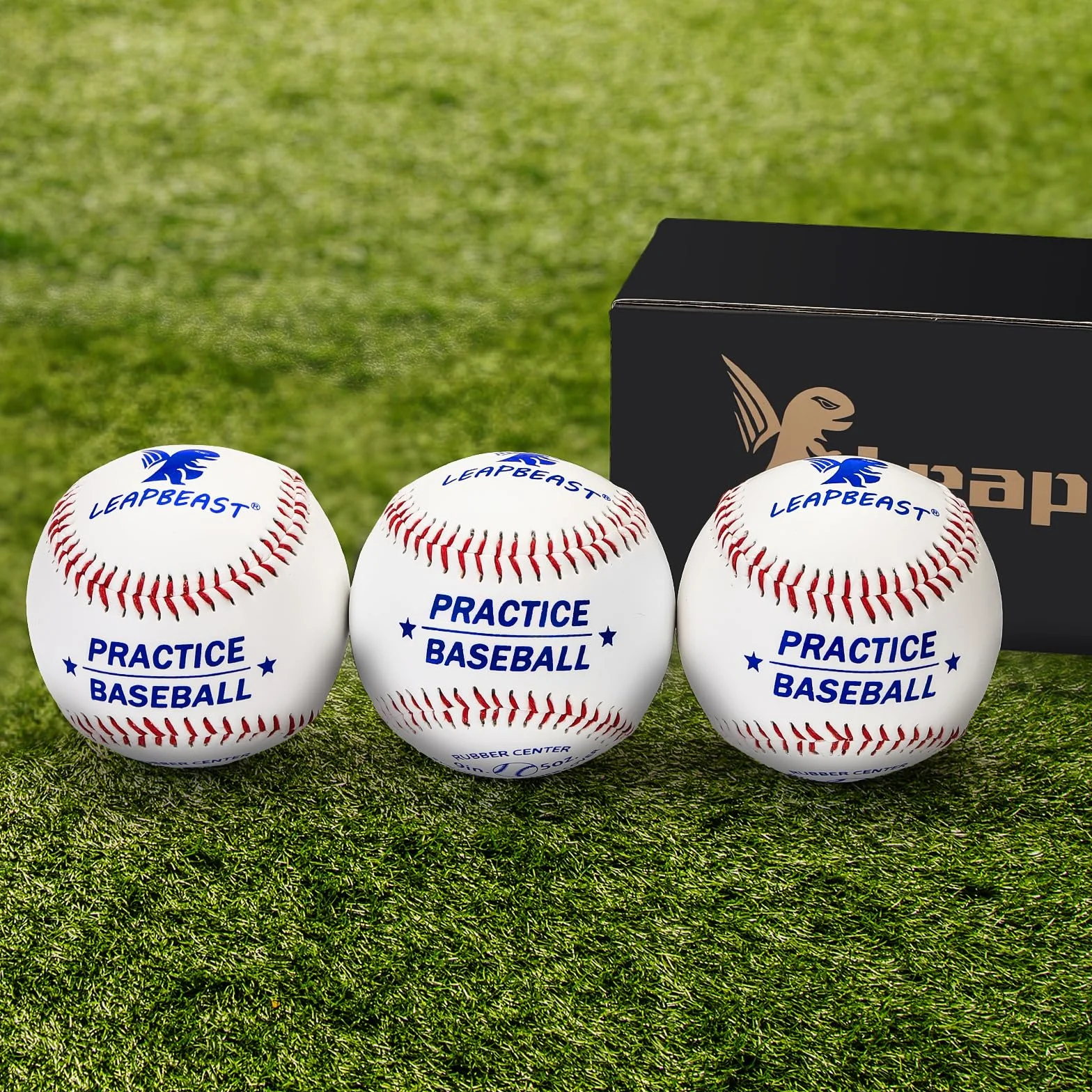 LeapBeast Profesjonalne baseballe, 20 cm, 3 sztuki, ręcznie szyte, baseballowe, miękki rdzeń gumowy, piłki dla dorosłych, do treningu młodzieży, profesjonalne gry w baseball