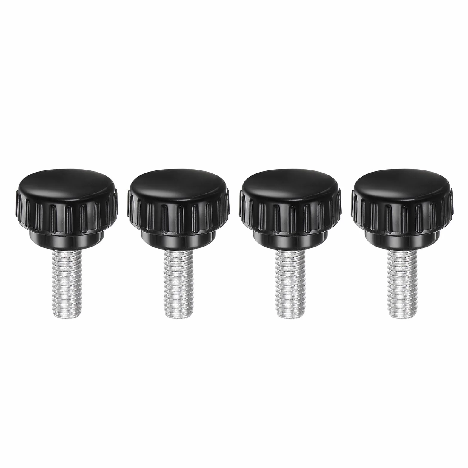 QUARKZMAN M8 x 20 mm Gwinty radełkowane Śruba kciukowa 30 mm Okrągła plastikowa głowica czarny 4 szt