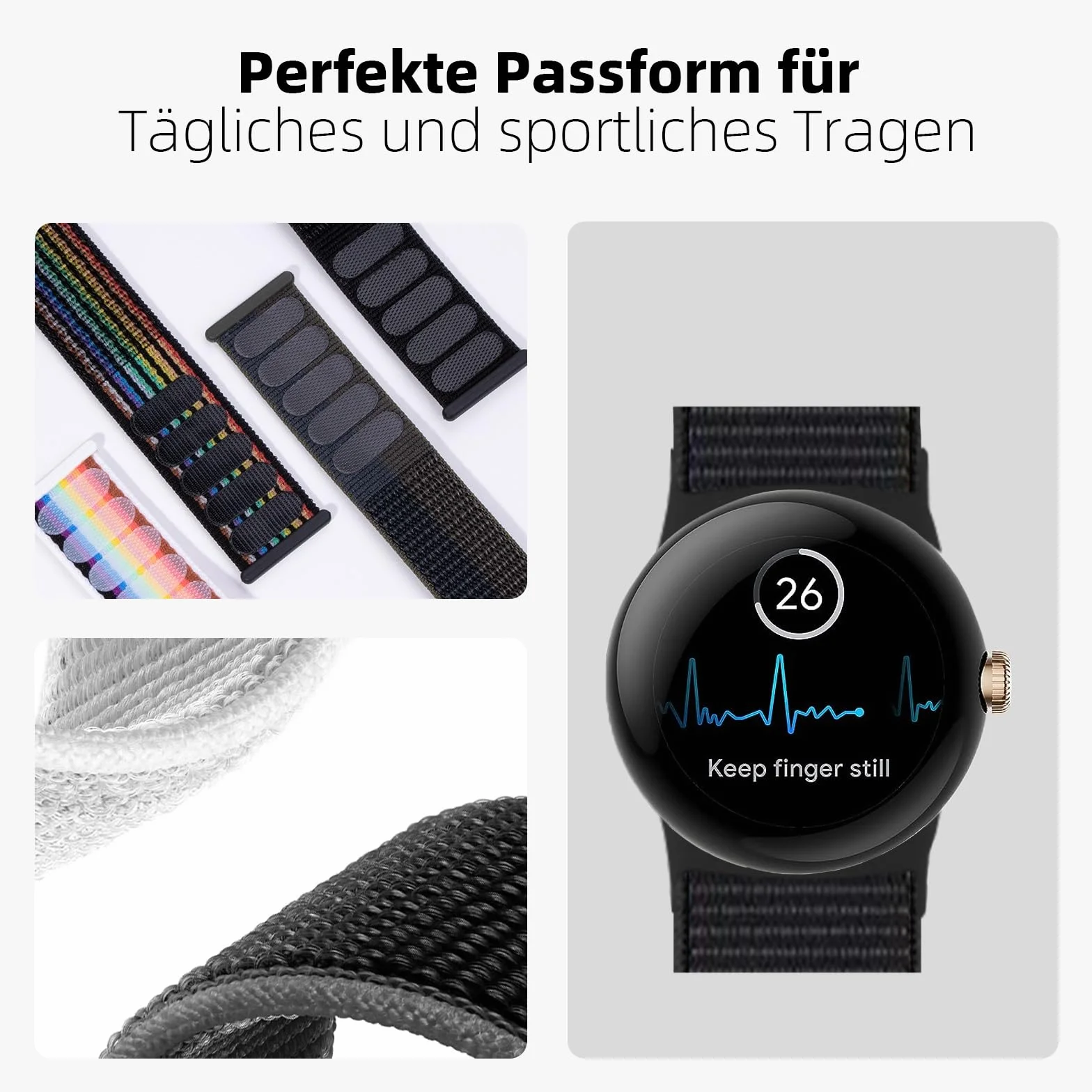 SimpleThings Nylonowy pasek do zegarka Google Pixel Watch 4, 3, 45 mm, regulowany, oddychający, miękki, lekki pasek sportowy do Google Pixel Watch 3/4, 45 mm, dla mężczyzn i kobiet