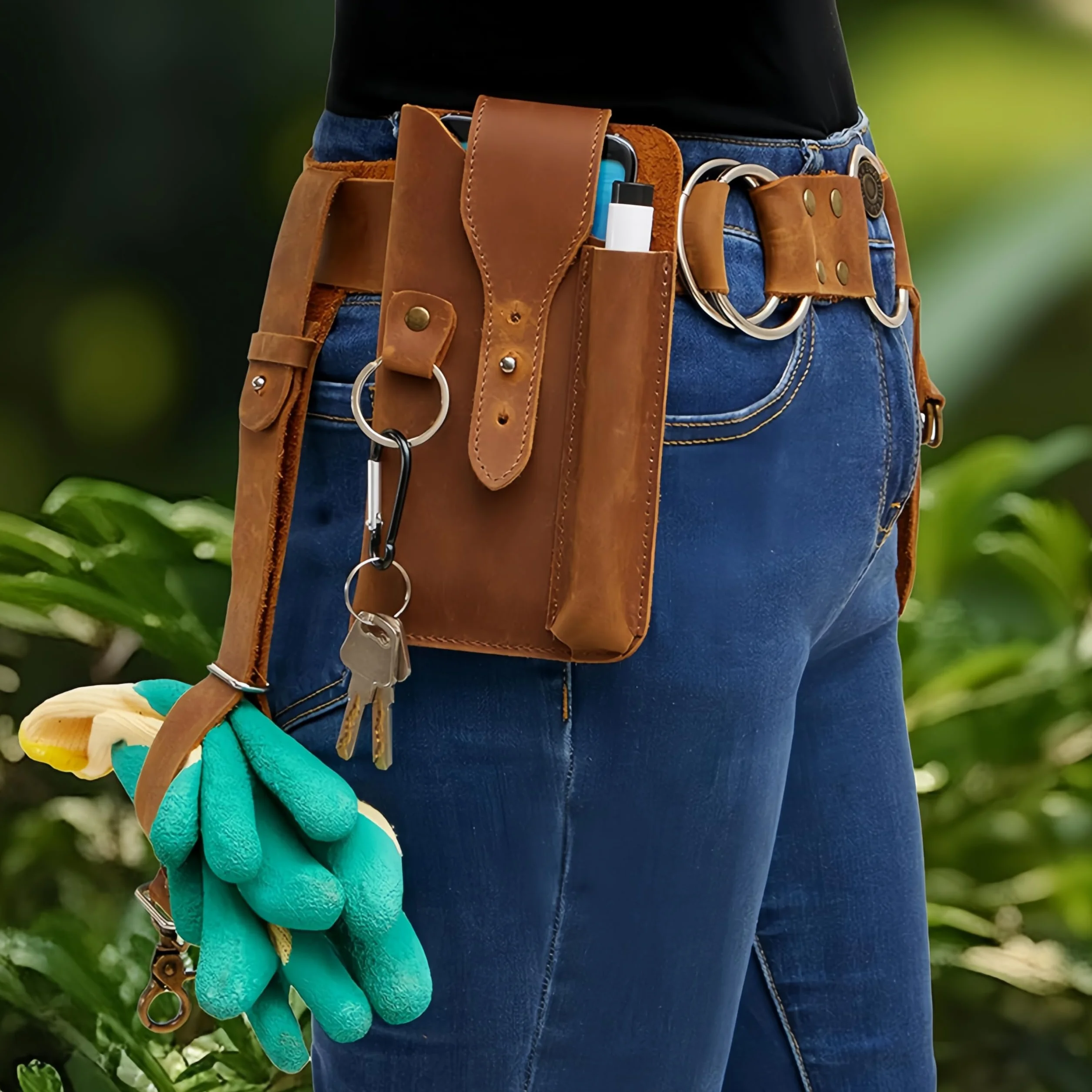 Garden Tool Belt Heavy PU Leather Portable Organizer Multifunctional